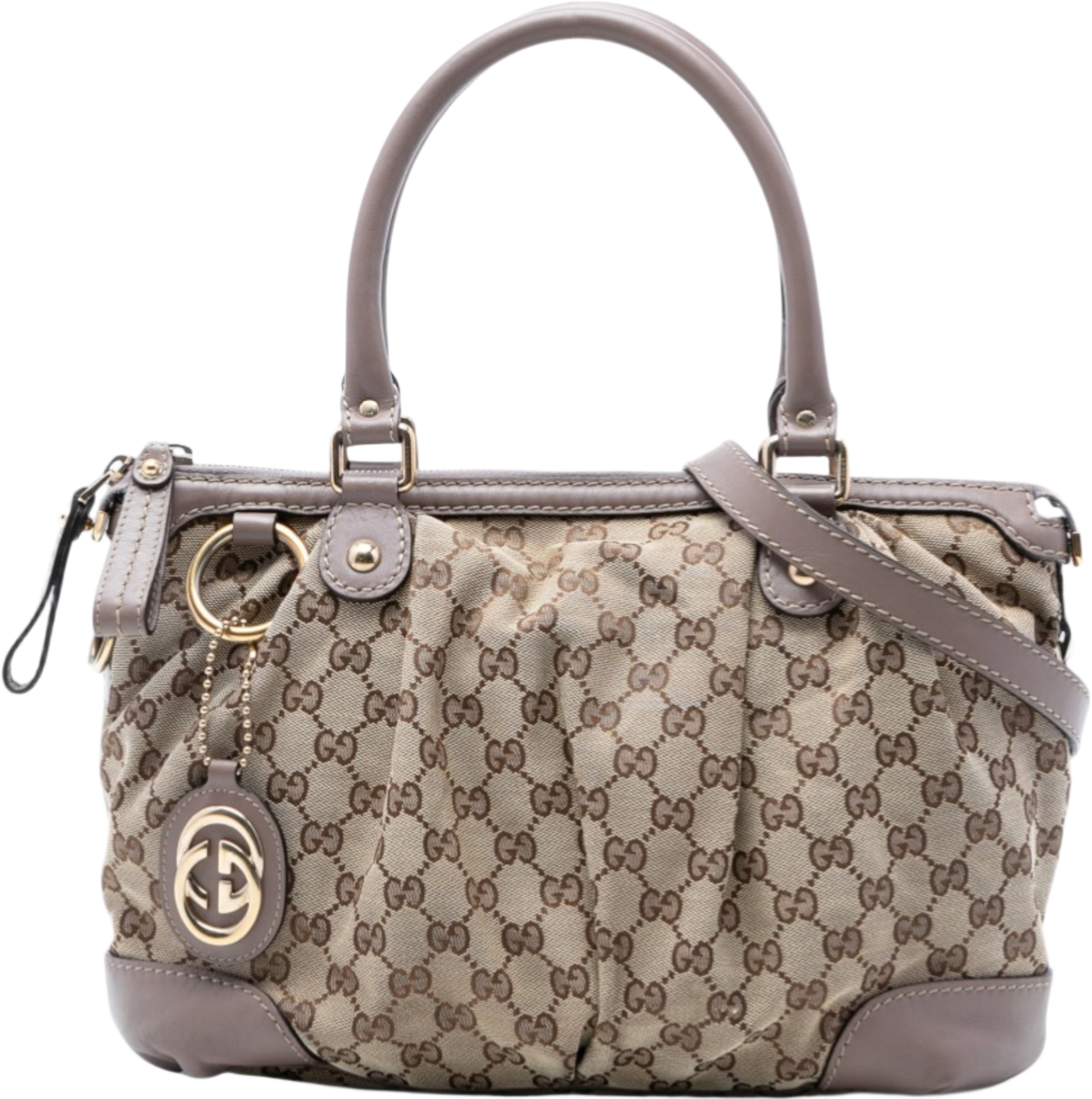 Gucci Gg Canvas Sukey Satchel, från Luxclusif, i färgen beige. Klicka för att öppna bilden i stort format