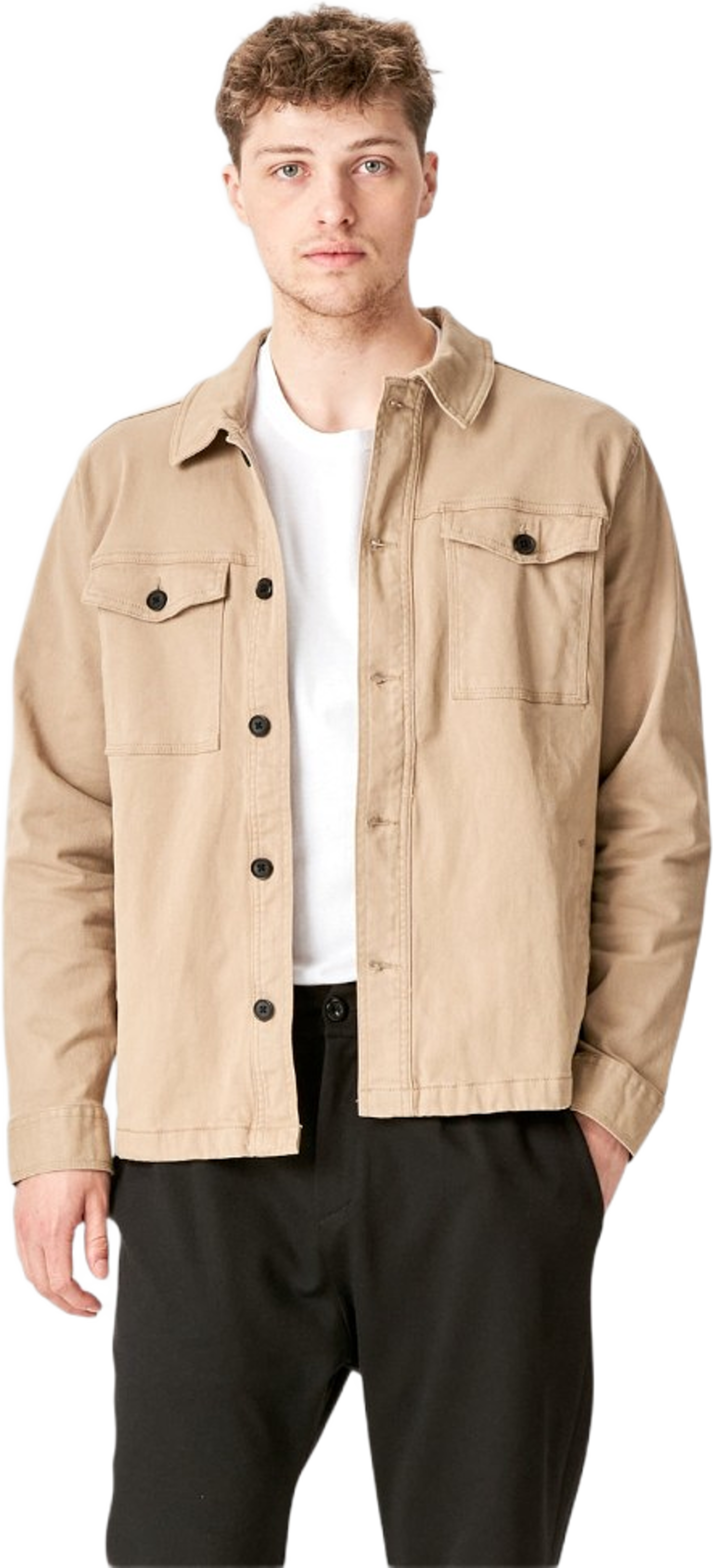 Twill Overshirt, från TeeShoppen, i färgen mörk sand. Klicka för att öppna bilden i stort format