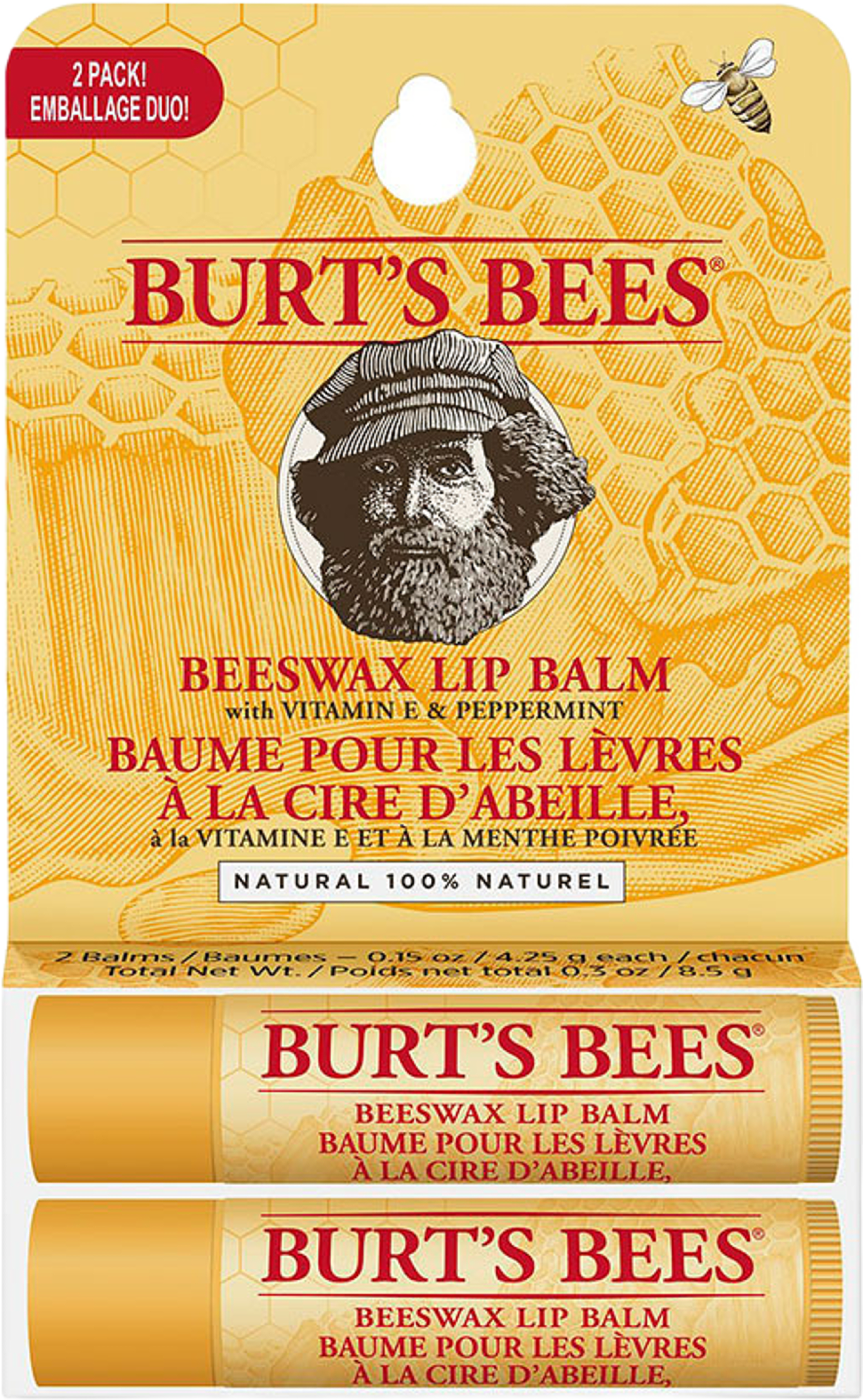 Beeswax Lip Balm Tube Blister Twin Pack