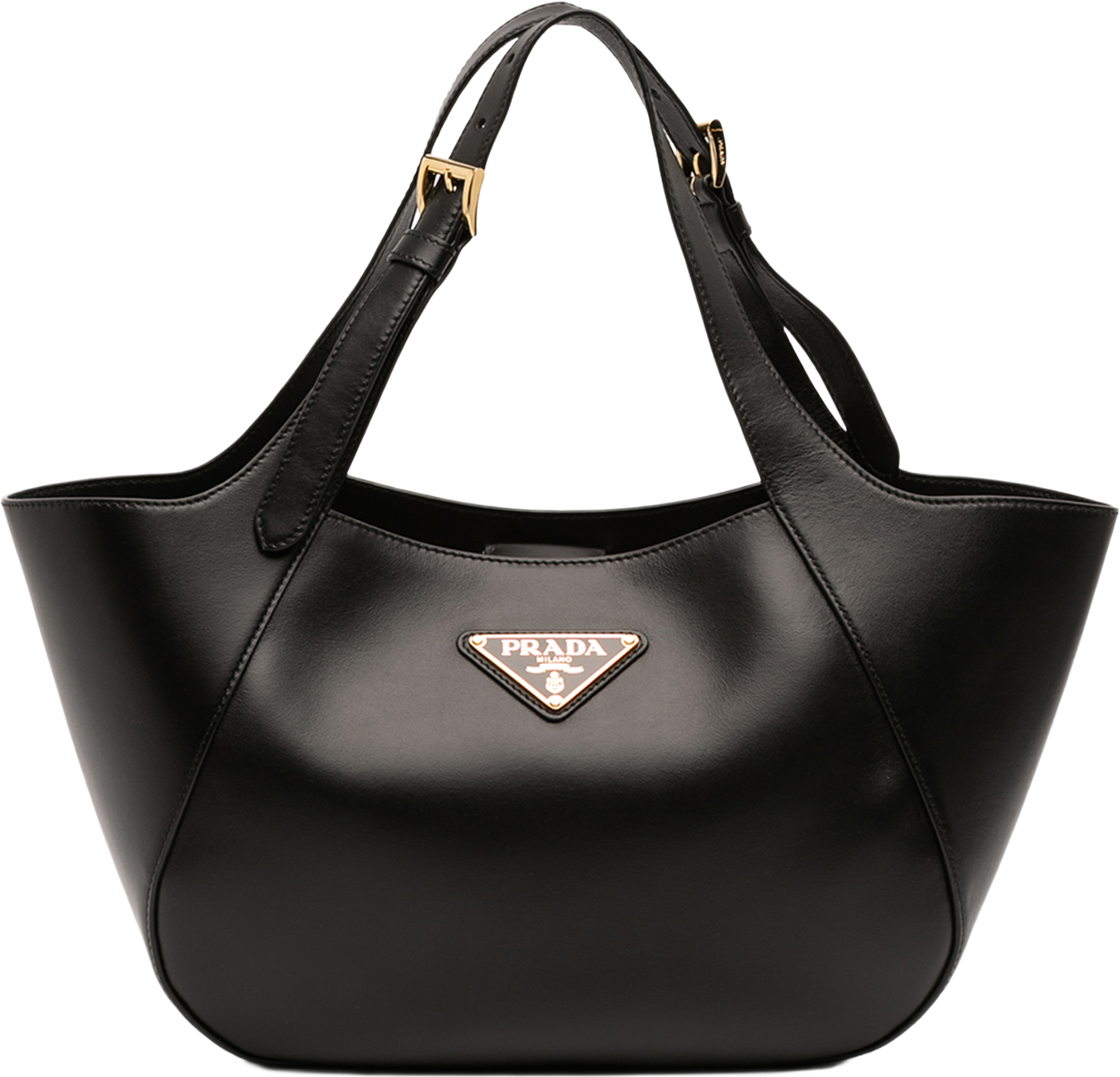 Prada Medium Leather Tote, från Luxclusif, i färgen black. Klicka för att öppna bilden i stort format