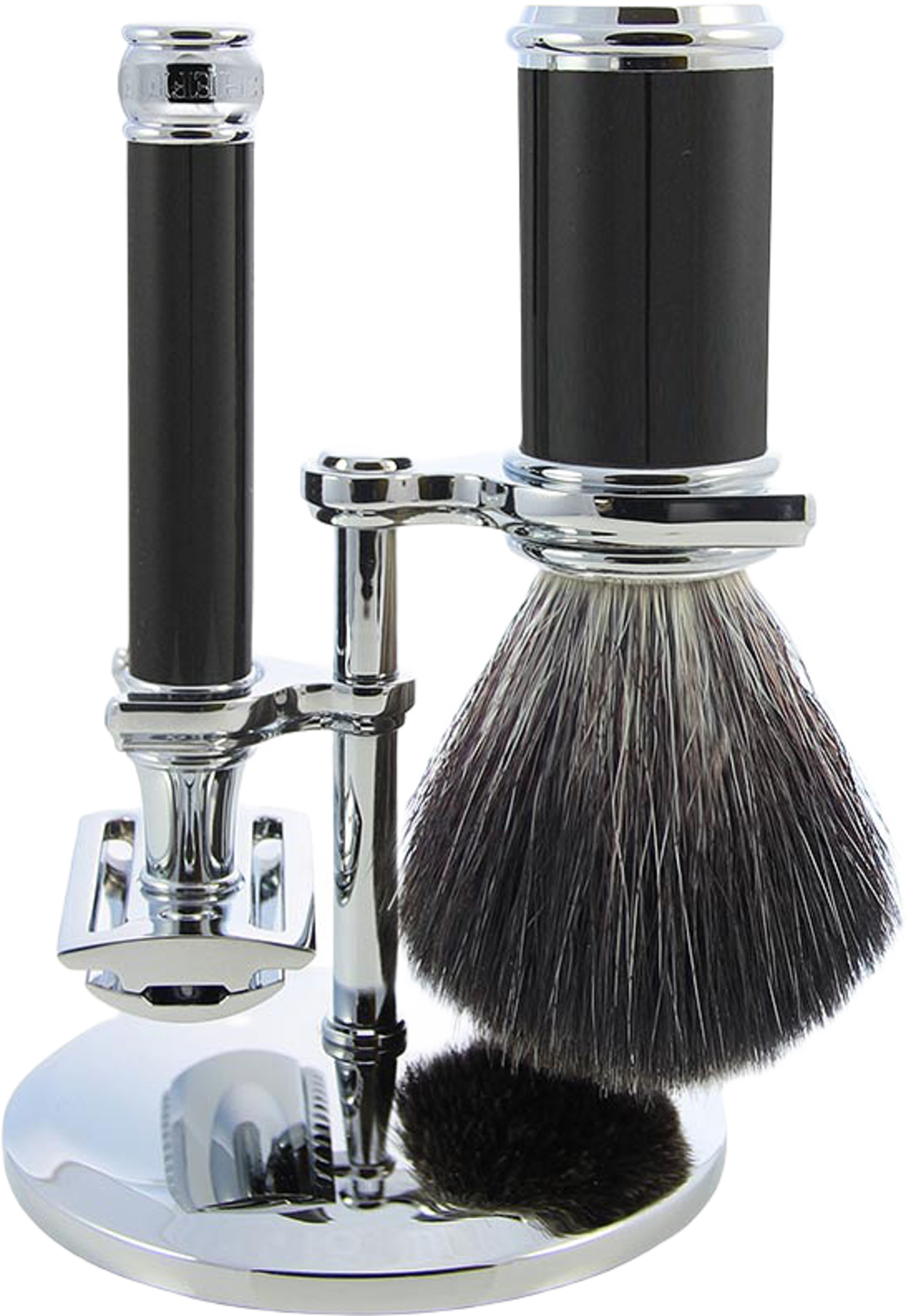 Double Edge Safety Razor Brush Set, från Edwin Jagger, i färgen Ebony. Klicka för att öppna bilden i stort format