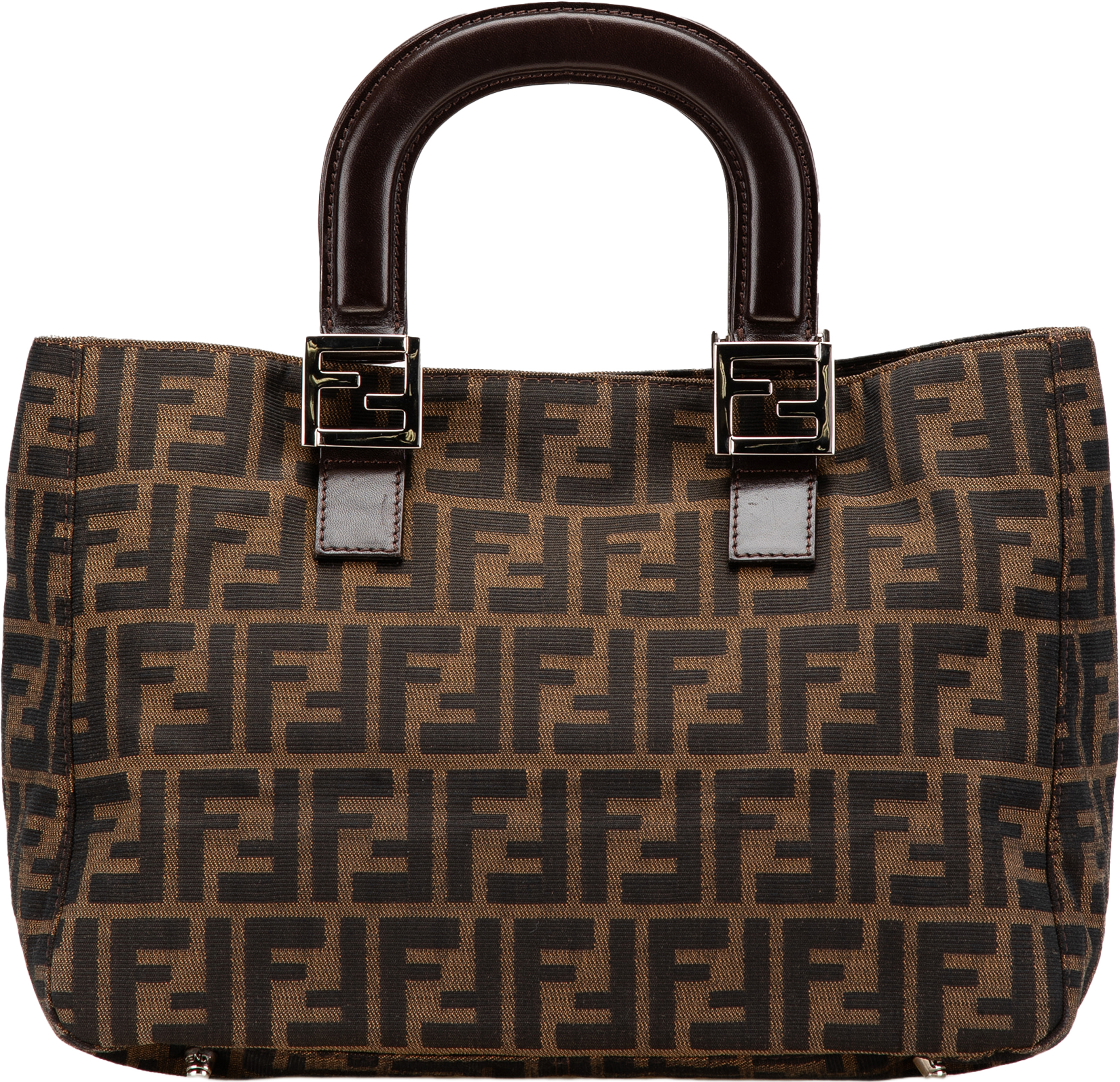 Fendi Small Zucca Canvas Twins Tote, från Luxclusif, i färgen brown. Klicka för att öppna bilden i stort format