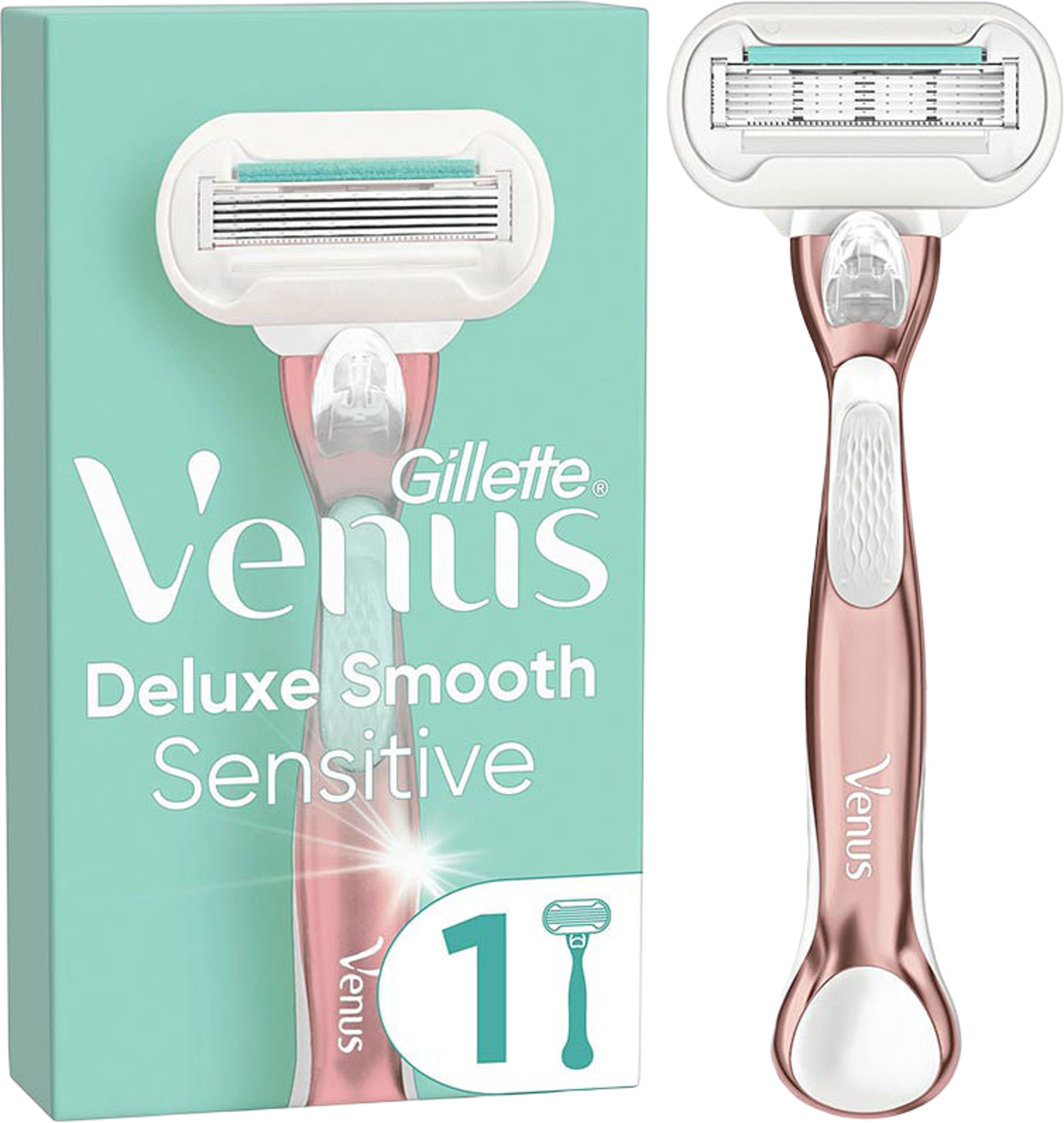 Deluxe Smooth Sensitive RoseGold Rakhyvel med 1 Rakblad