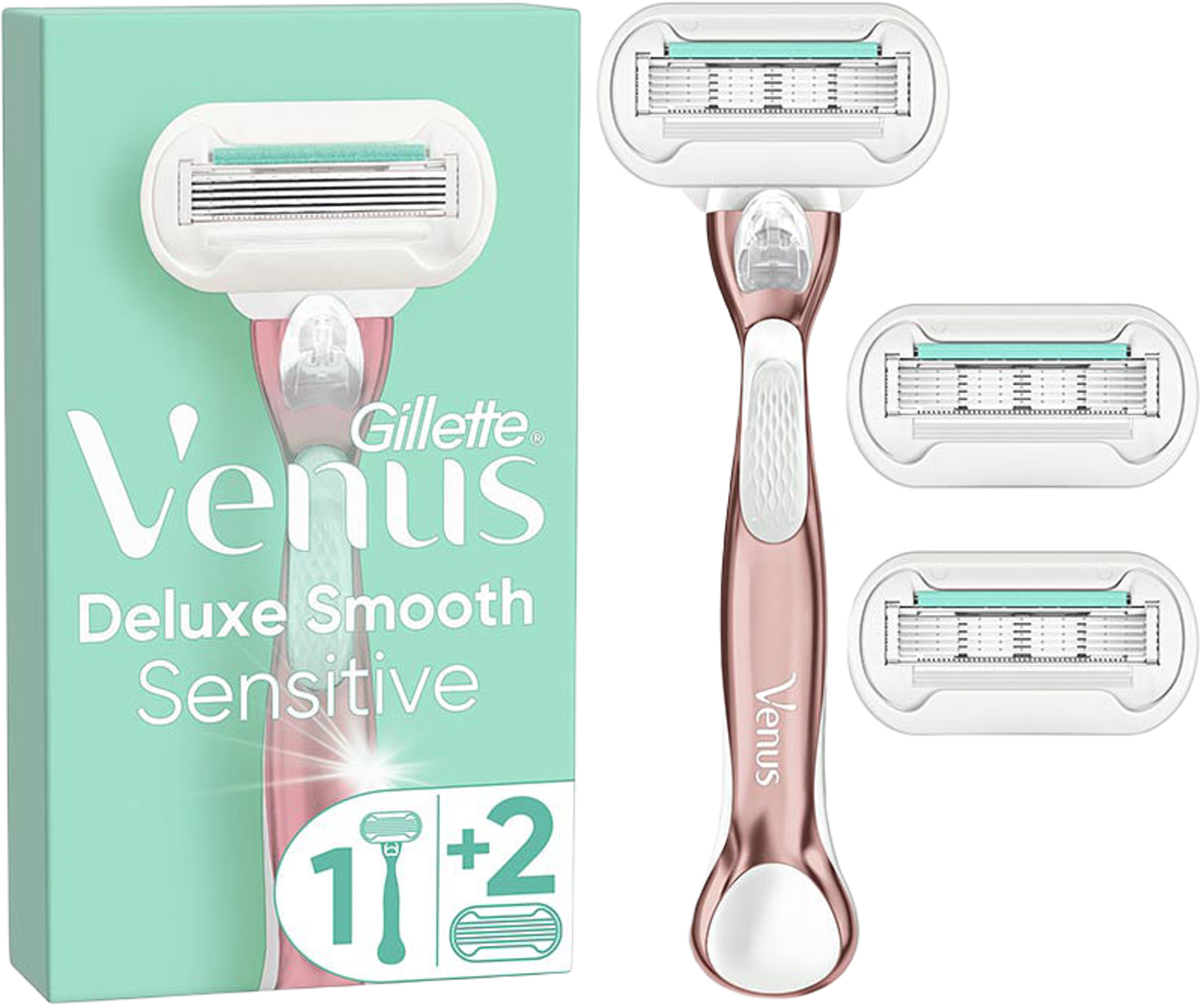 Deluxe Smooth Sensitive RoseGold Rakhyvel med 3 Rakblad