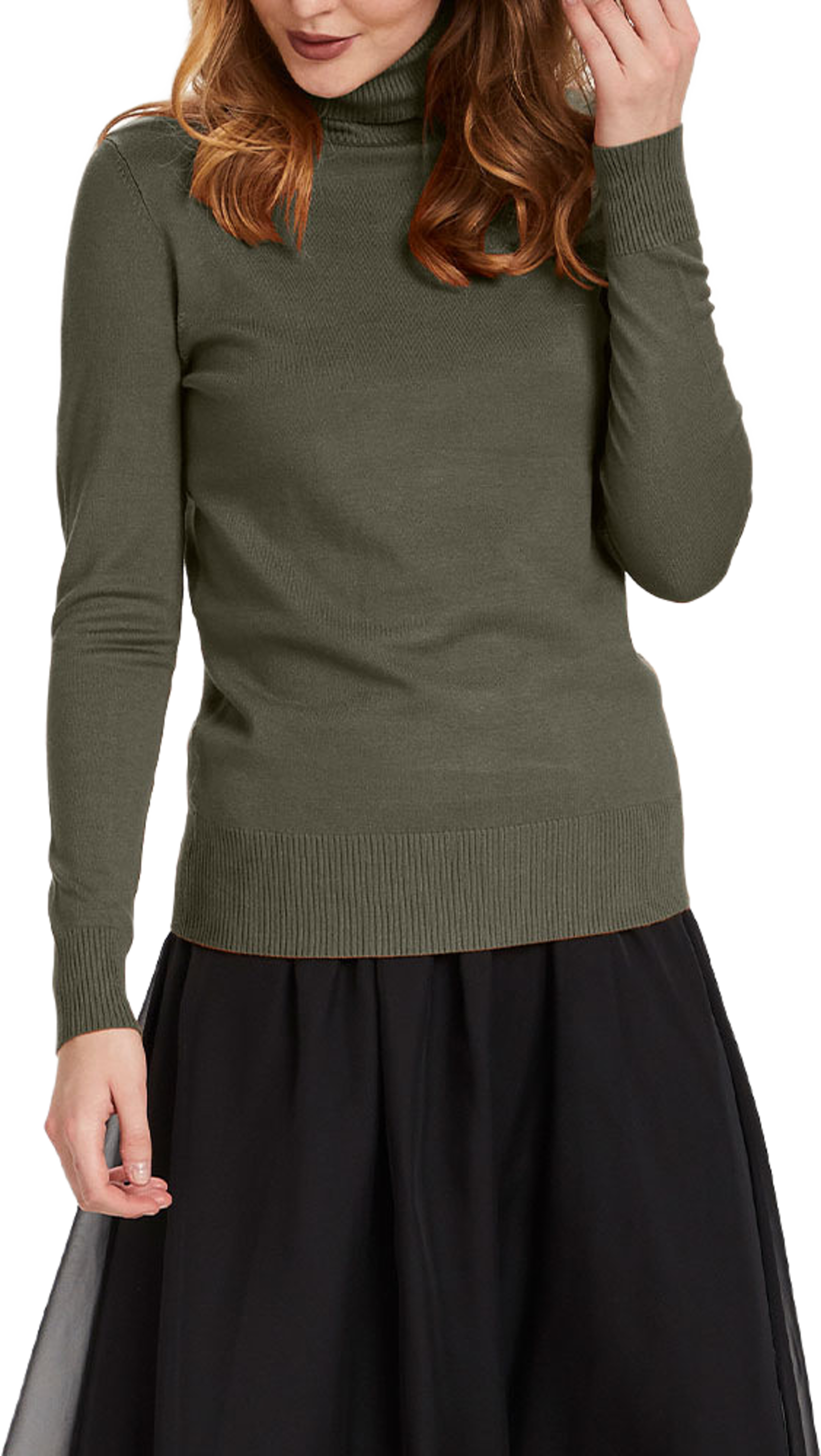 Roller Neck Sweater, från Saint Tropez, i färgen Army Green Melange. Klicka för att öppna bilden i stort format
