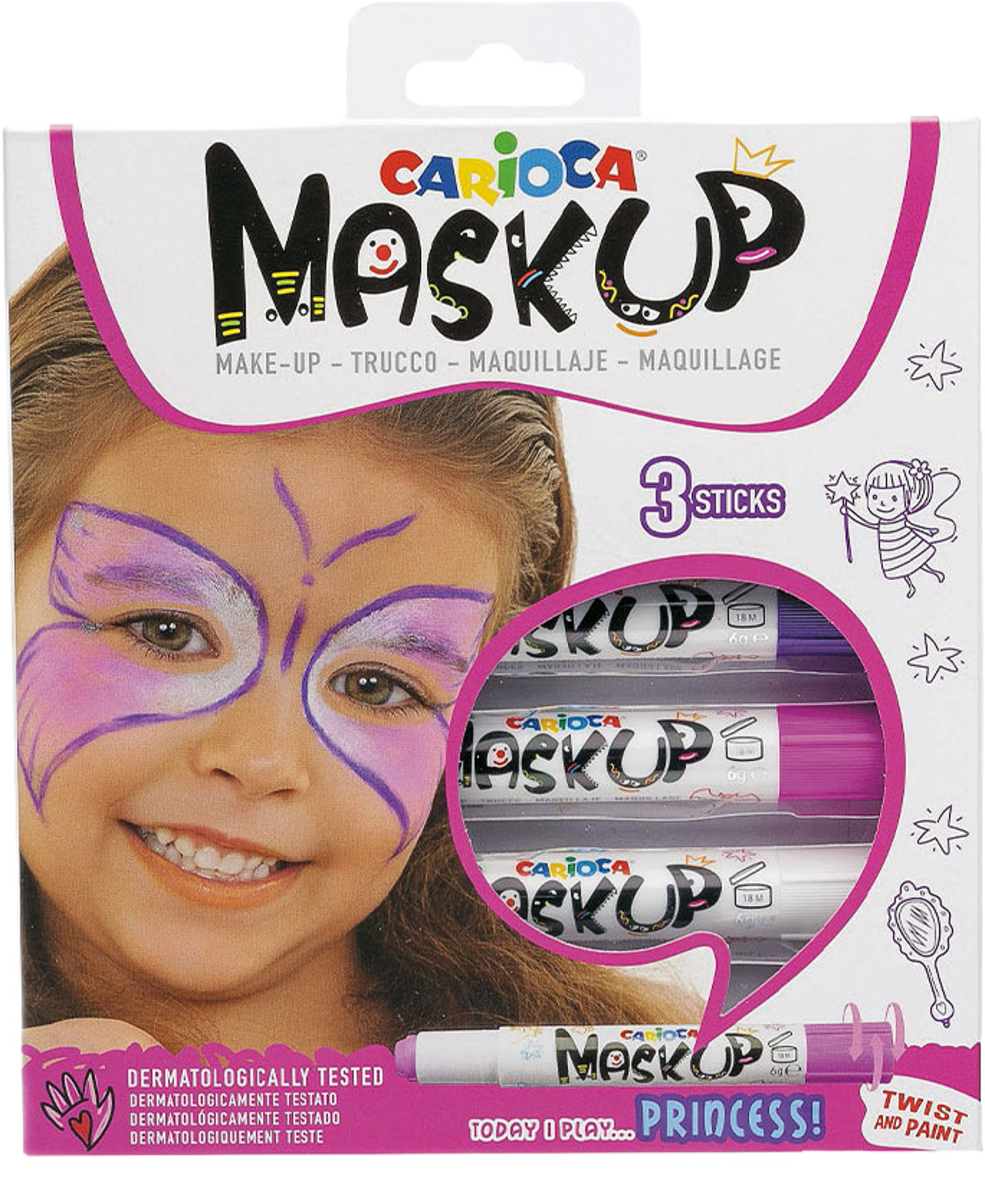 Ansiktsfärger, 3-pack Prinsessa (lila, rosa, vit)