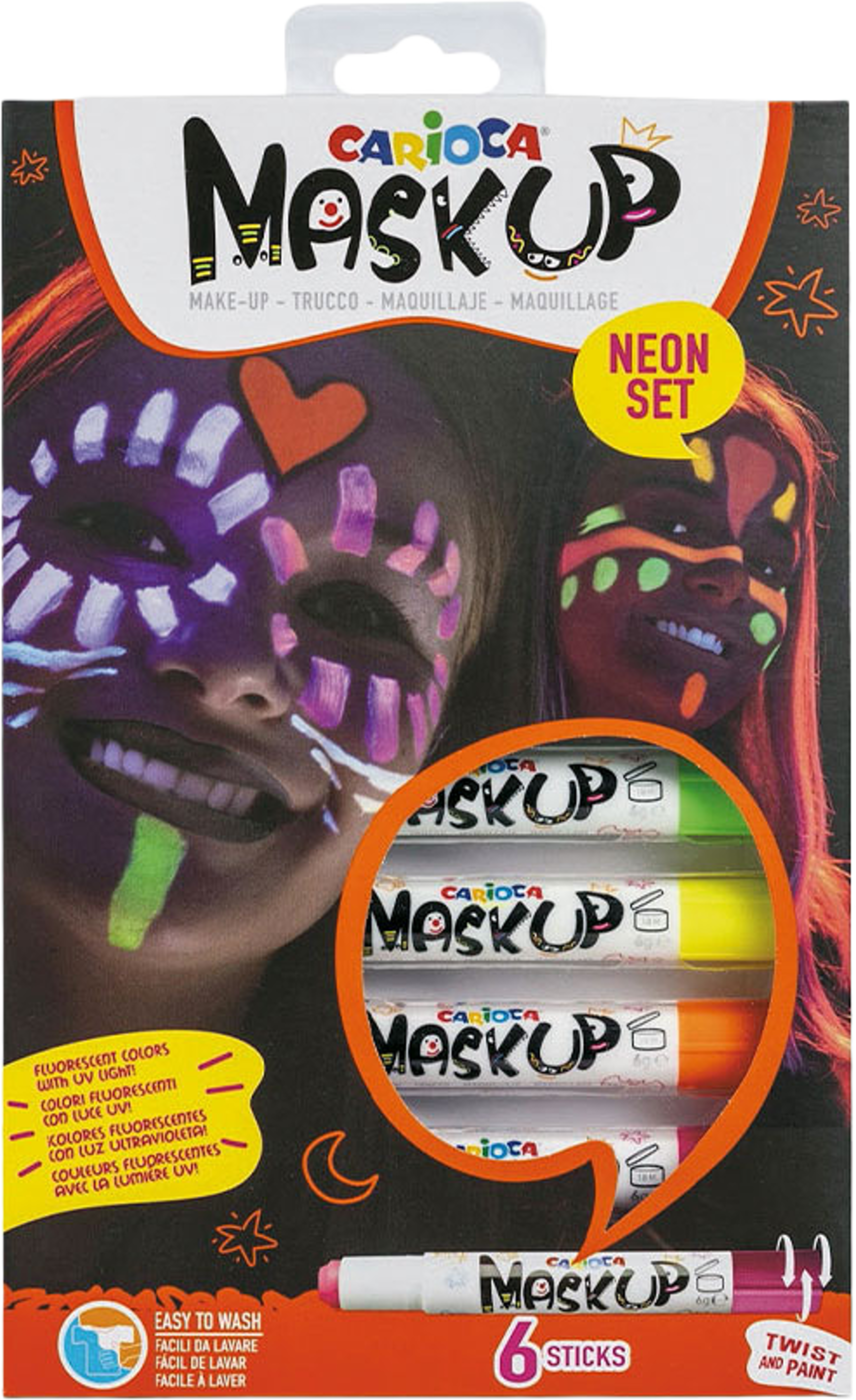 Ansiktsfärger, 6-pack fluorescerande  färger