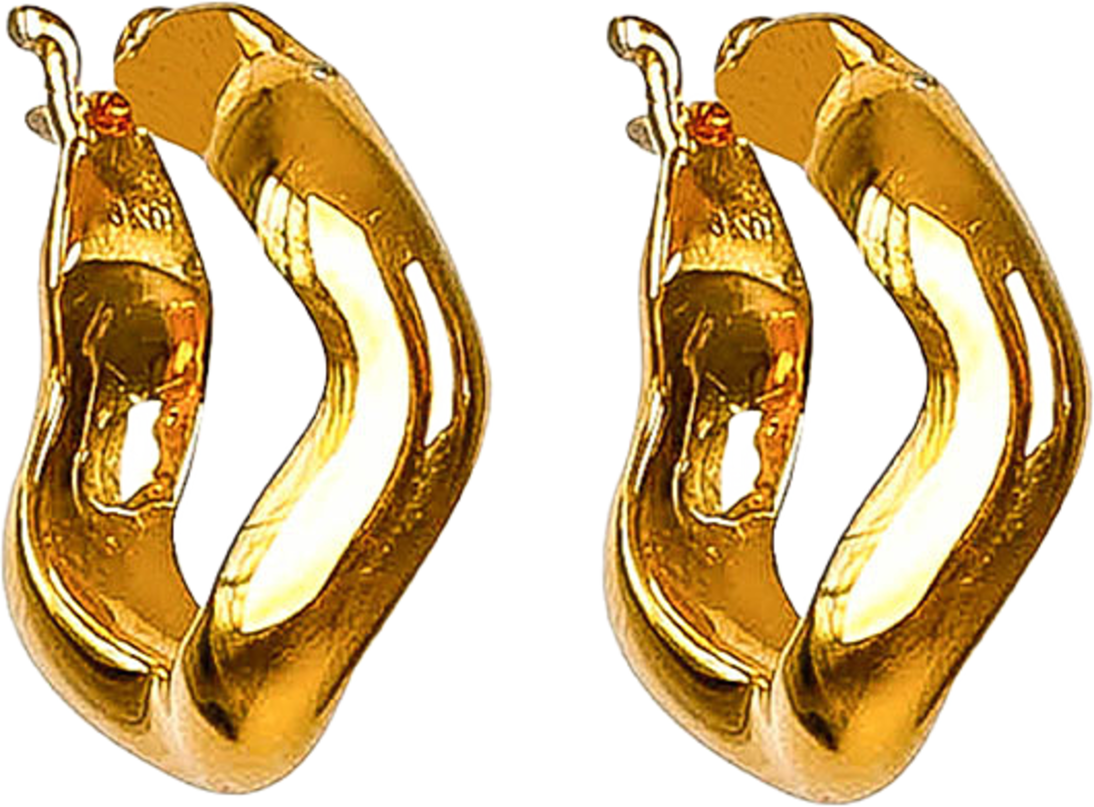 Bolded Wavy Earrings Shiny Gold
