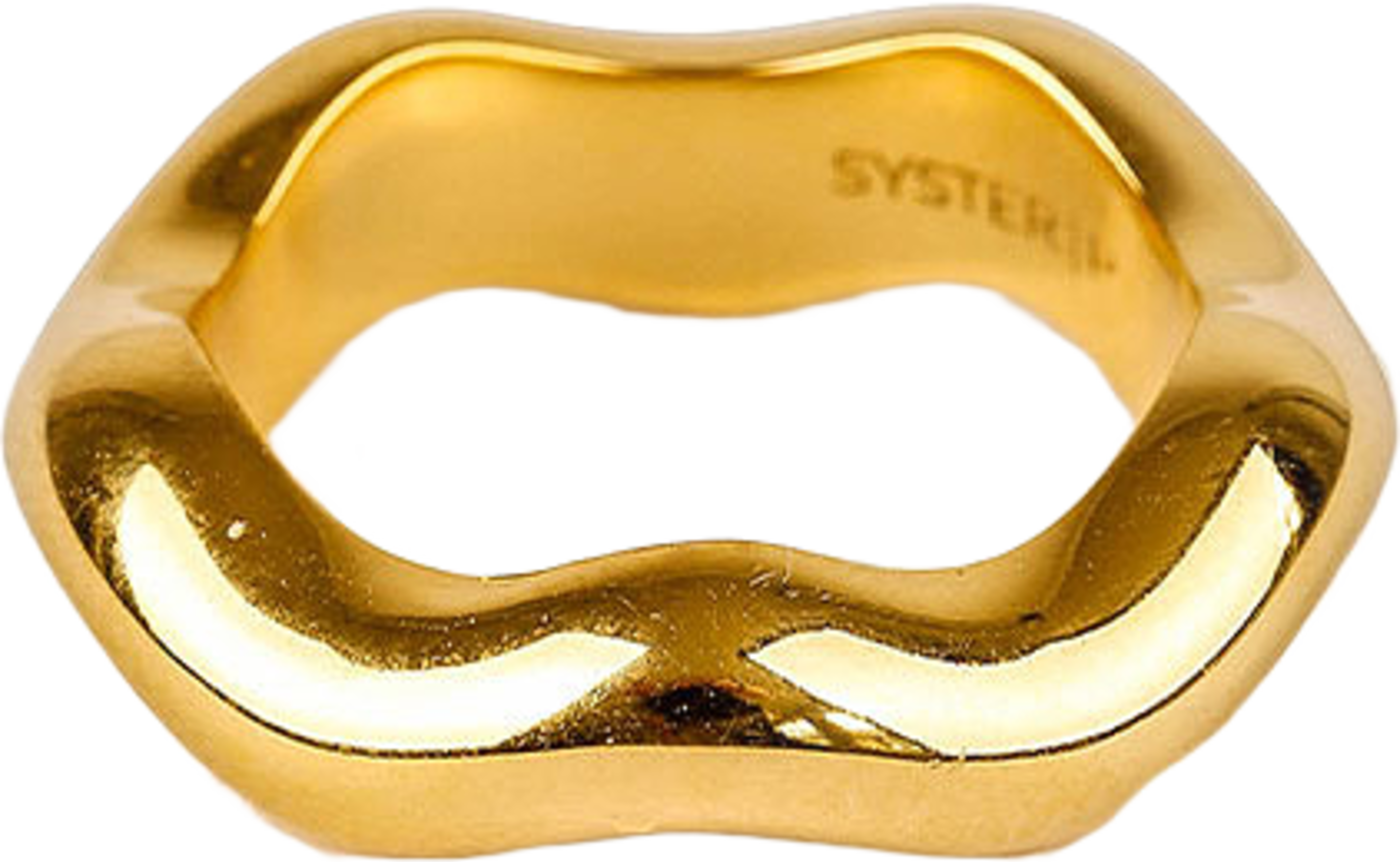 Bolded Wavy Ring Shiny Gold