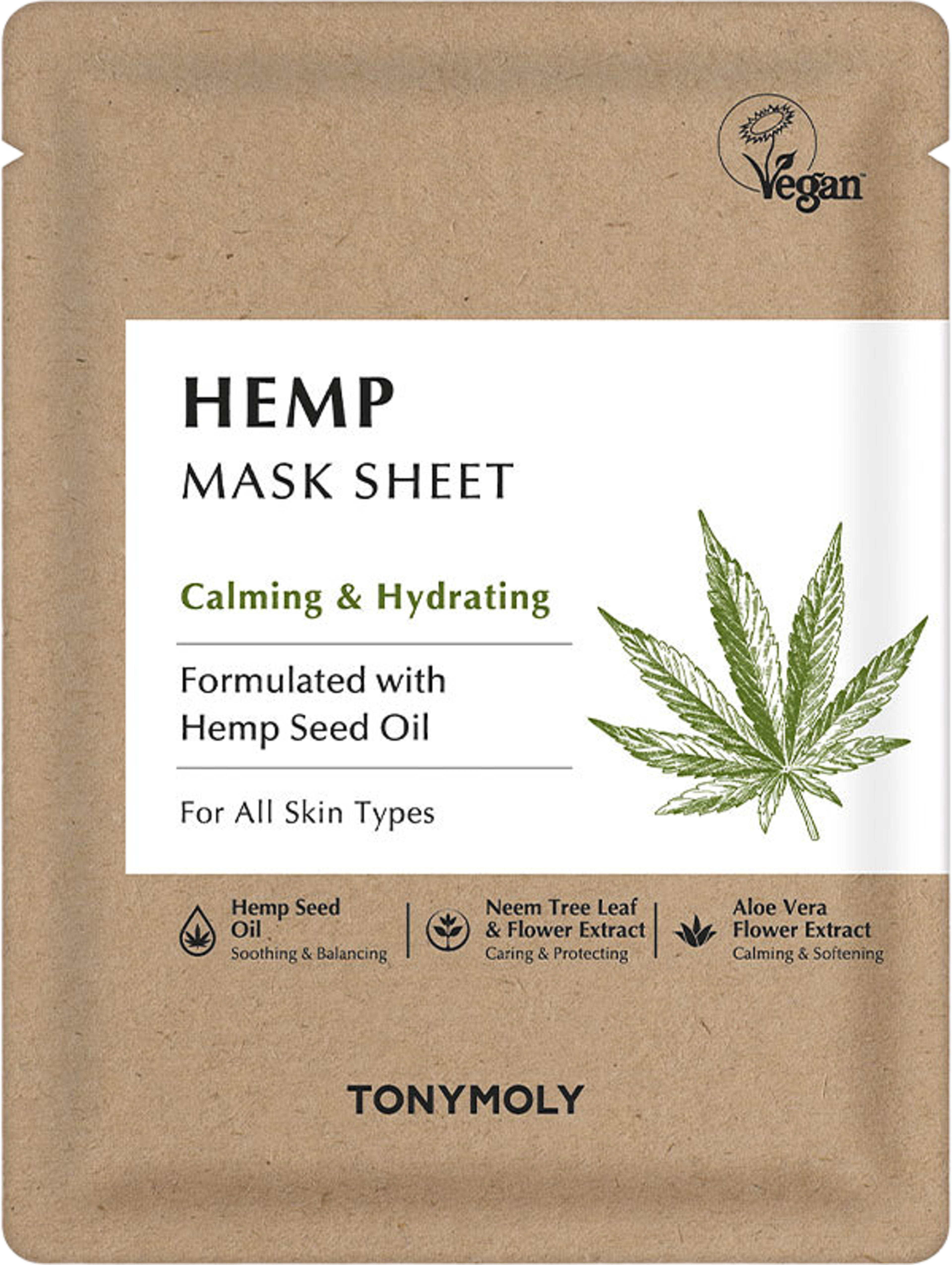 Hemp Mask Sheet, från Tony Moly. Klicka för att öppna bilden i stort format