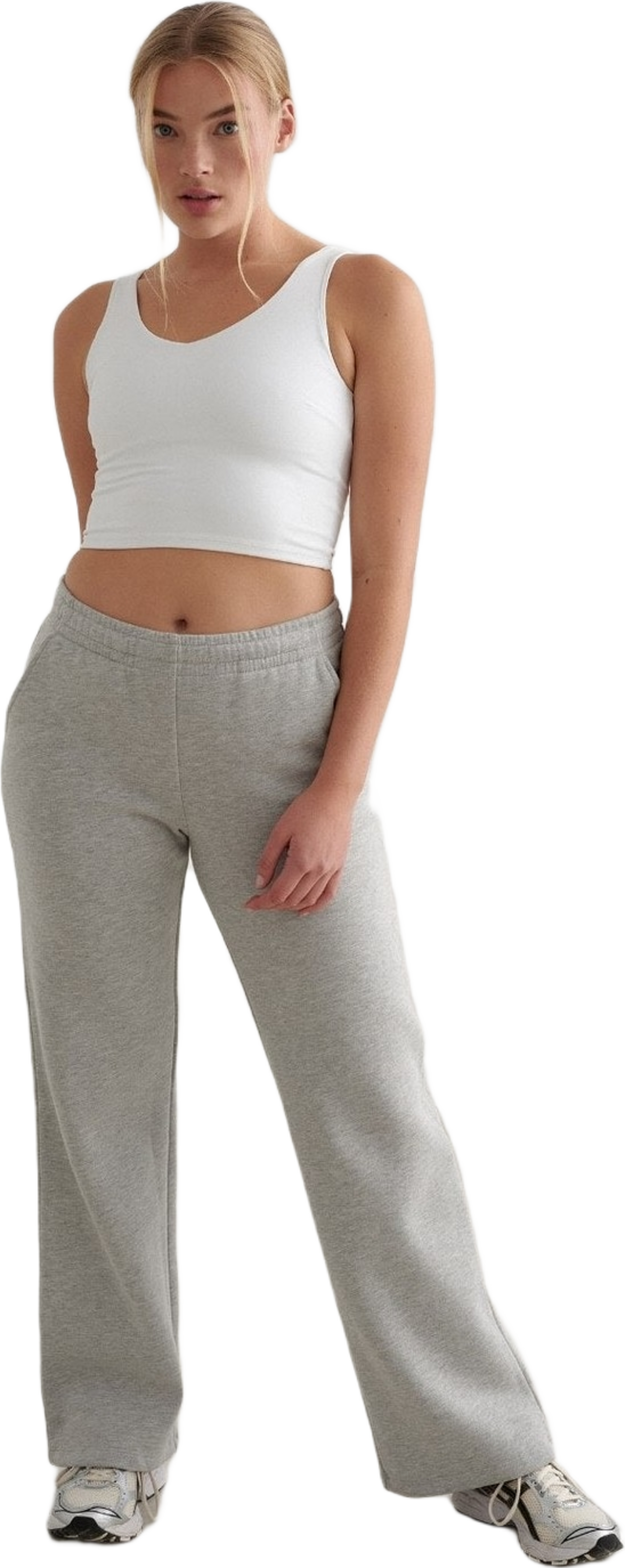 Grey Melange Wide Sweatpants