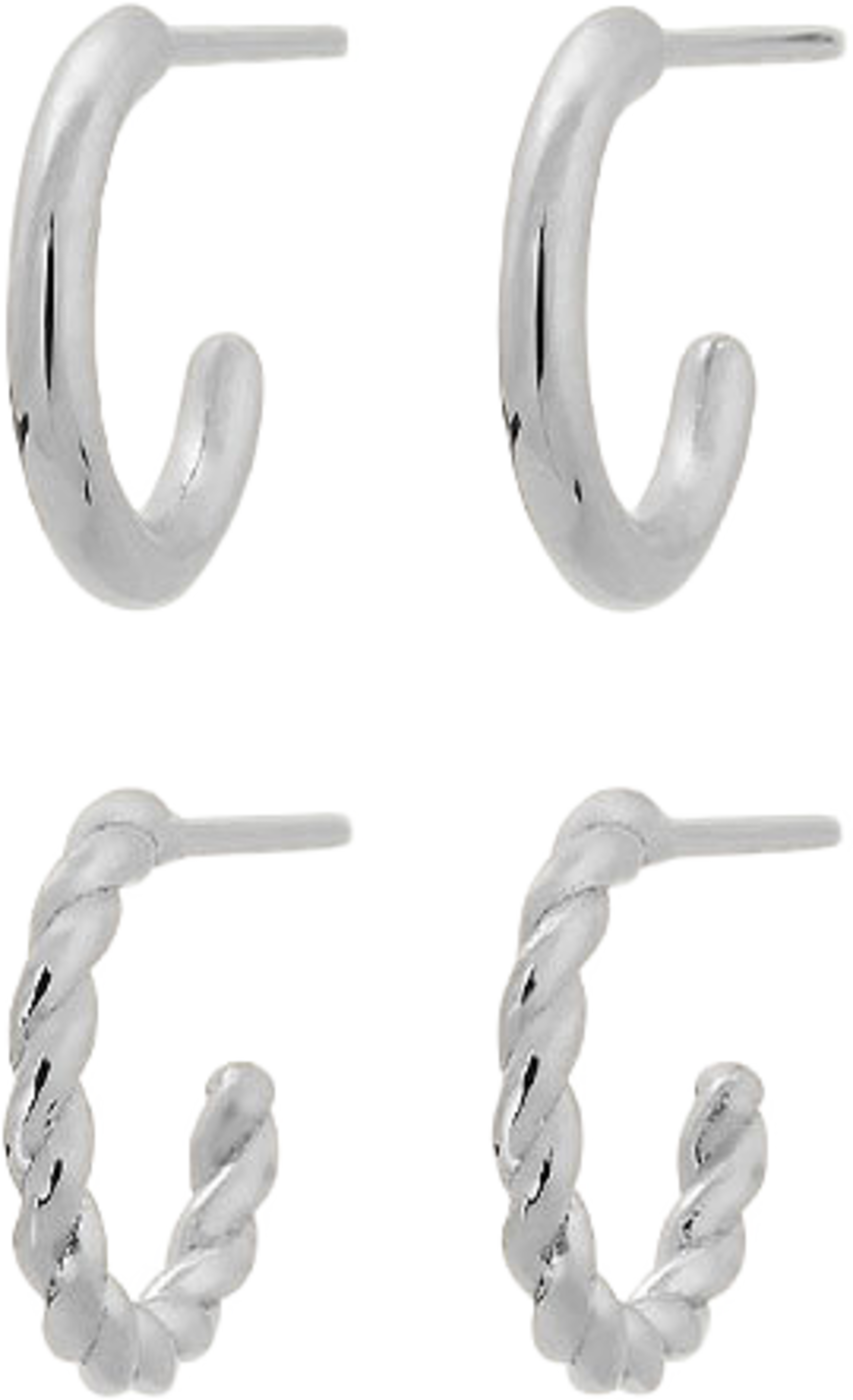 Duo Pair Creoles Steel