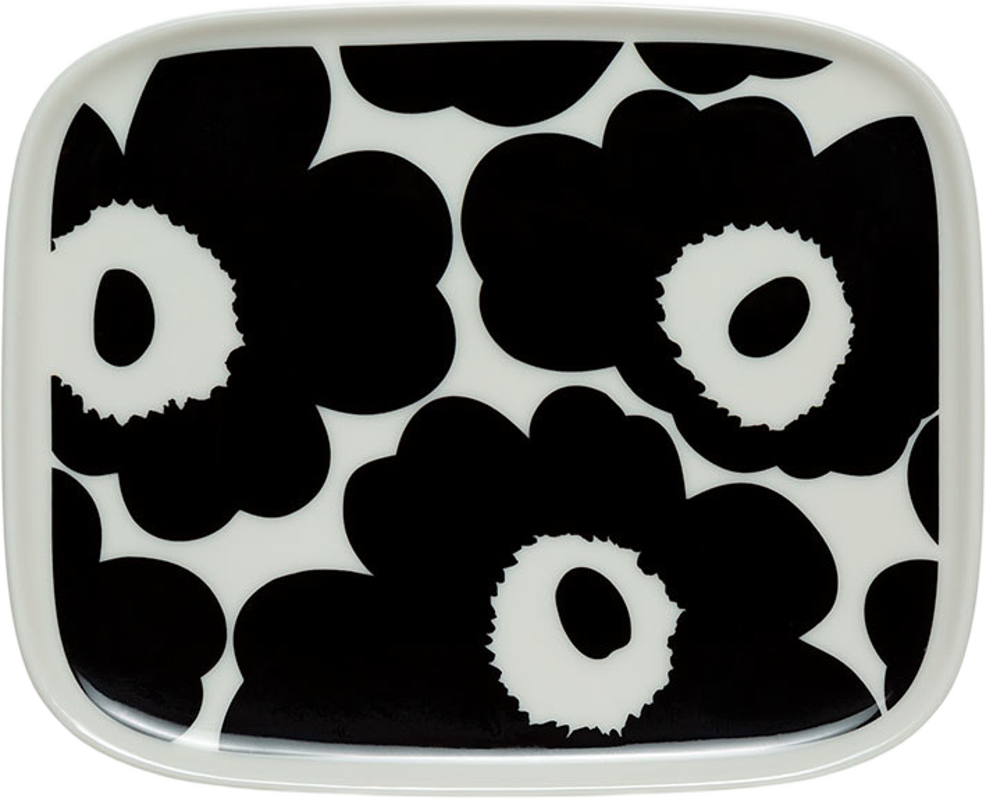 Unikko Plate 12x15 Cm, från Marimekko, i färgen White, Black. Klicka för att öppna bilden i stort format