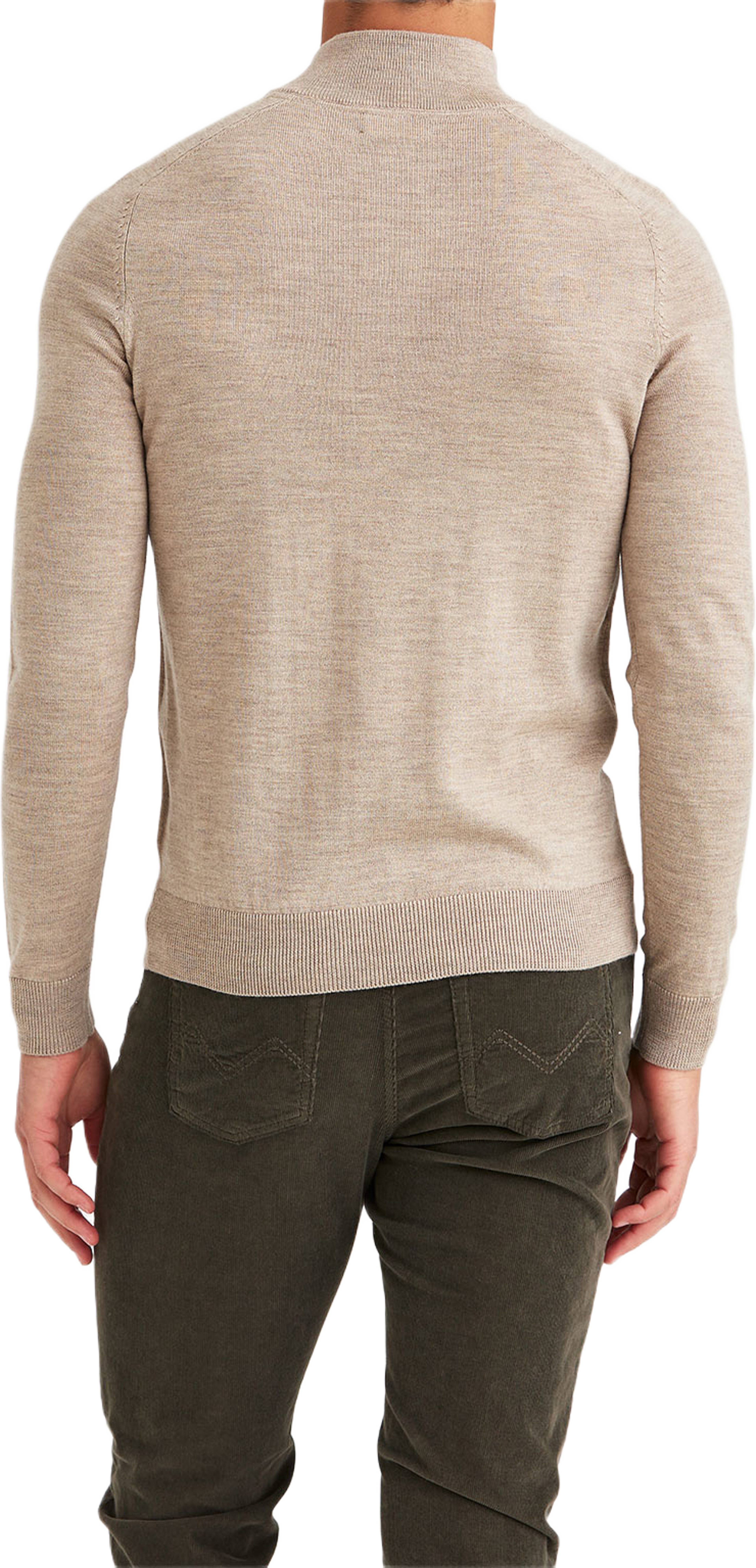 Merino John Zip, från Morris, i färgen Khaki. Klicka för att öppna bilden i stort format