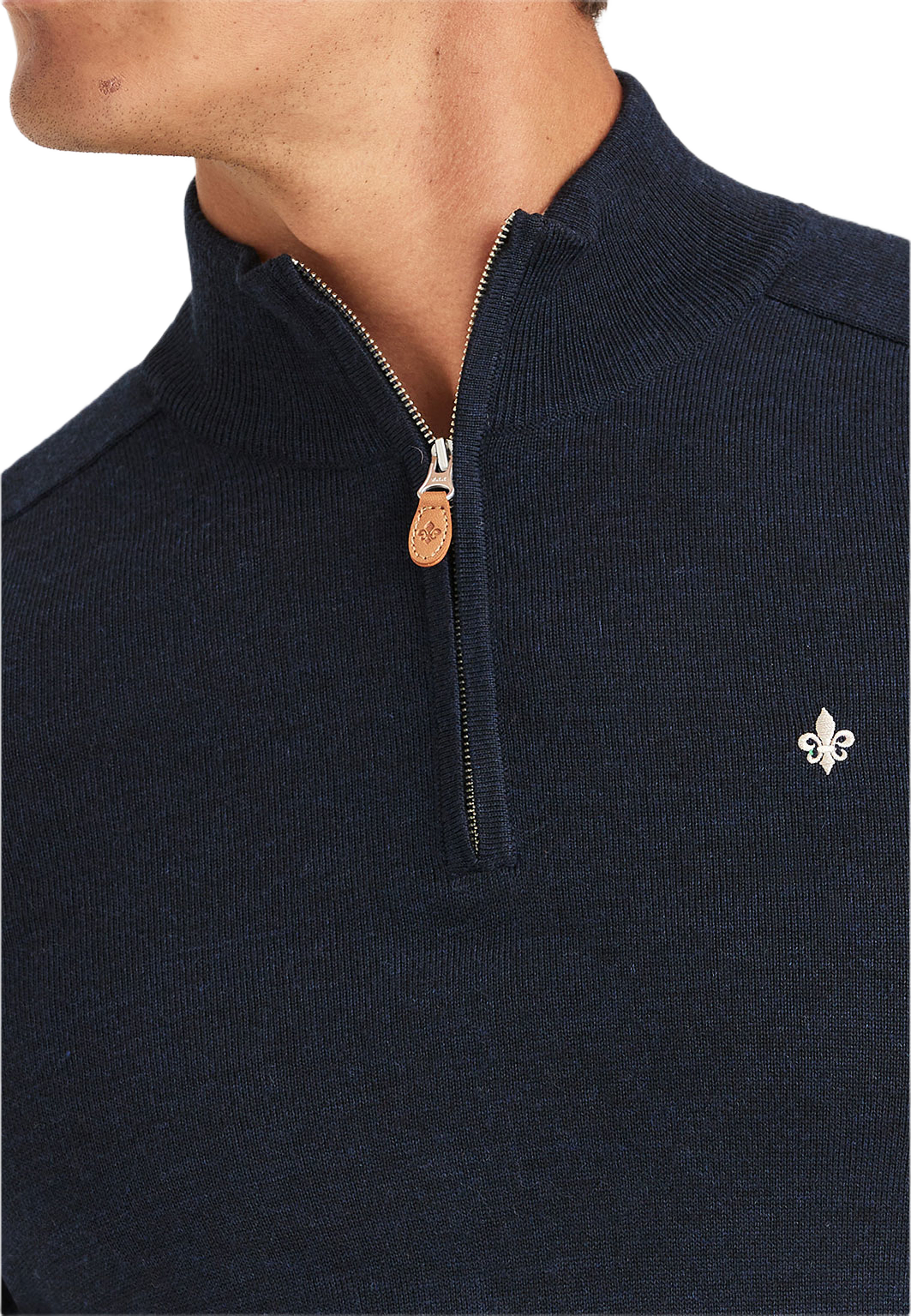 Merino John Zip, från Morris, i färgen Navy. Klicka för att öppna bilden i stort format