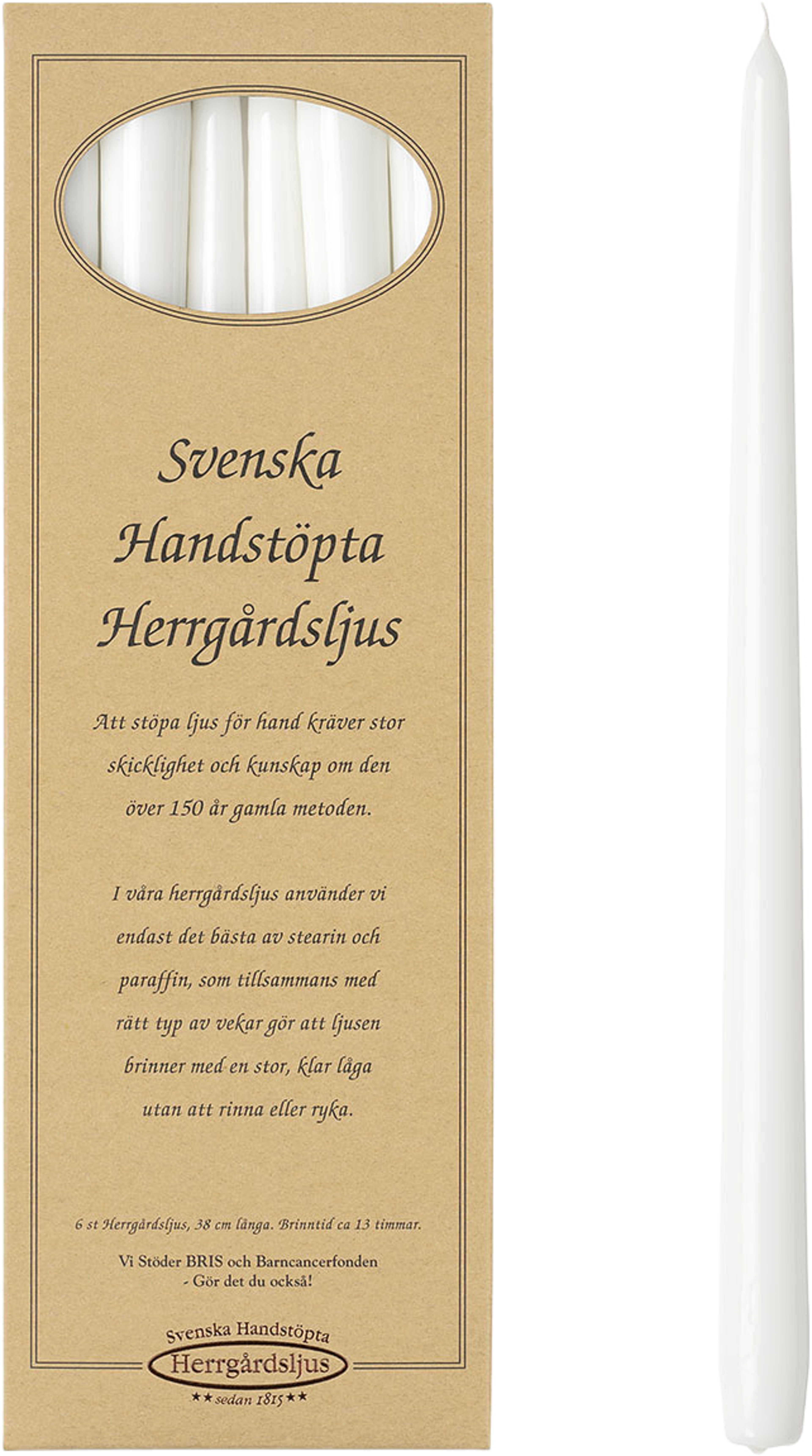 Svenska Handsstöpa Herrgårdsljus Lackade, 6-pack
