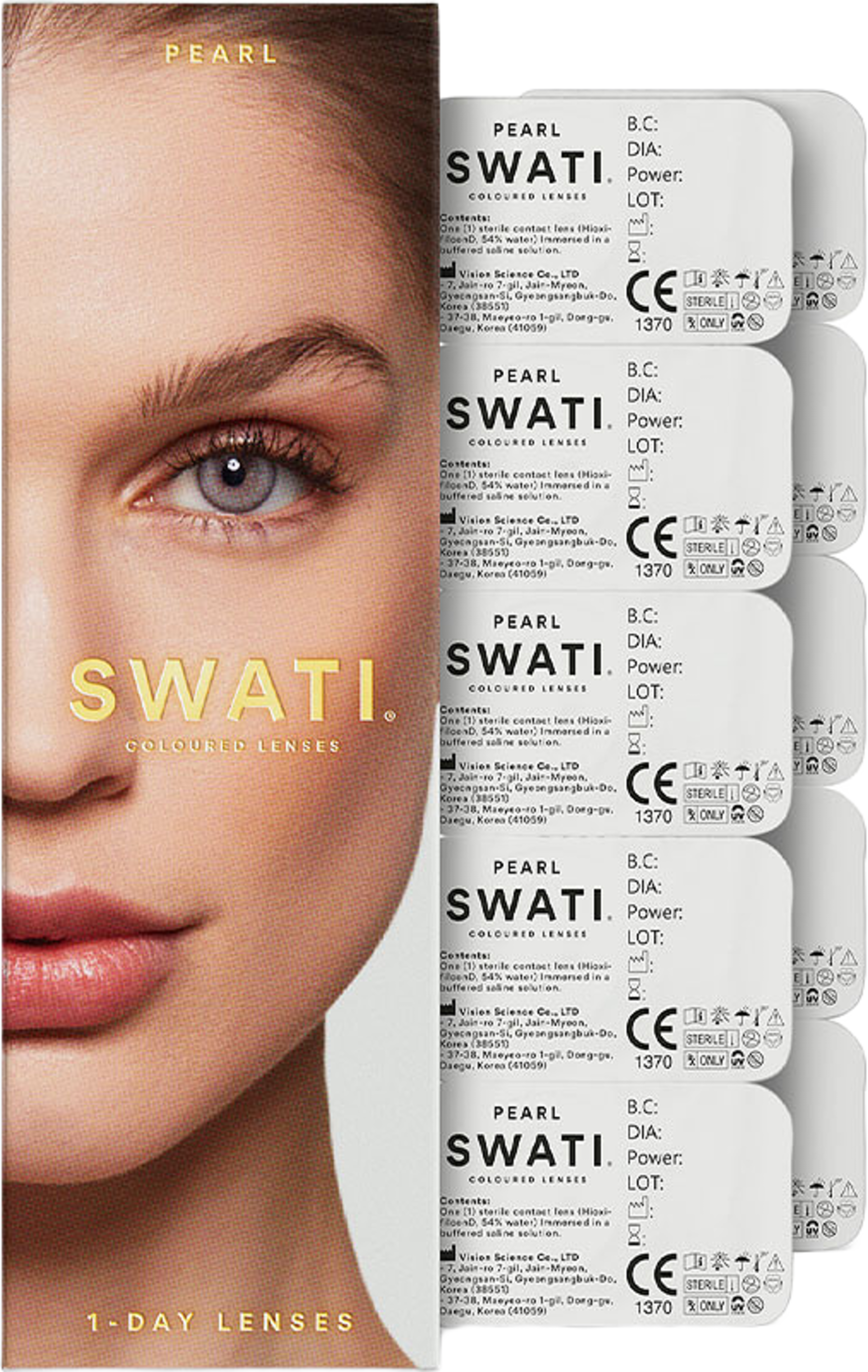 1-Day Cosmetic Lenses - PEARL, från SWATI Cosmetics, i färgen Pearl. Klicka för att öppna bilden i stort format
