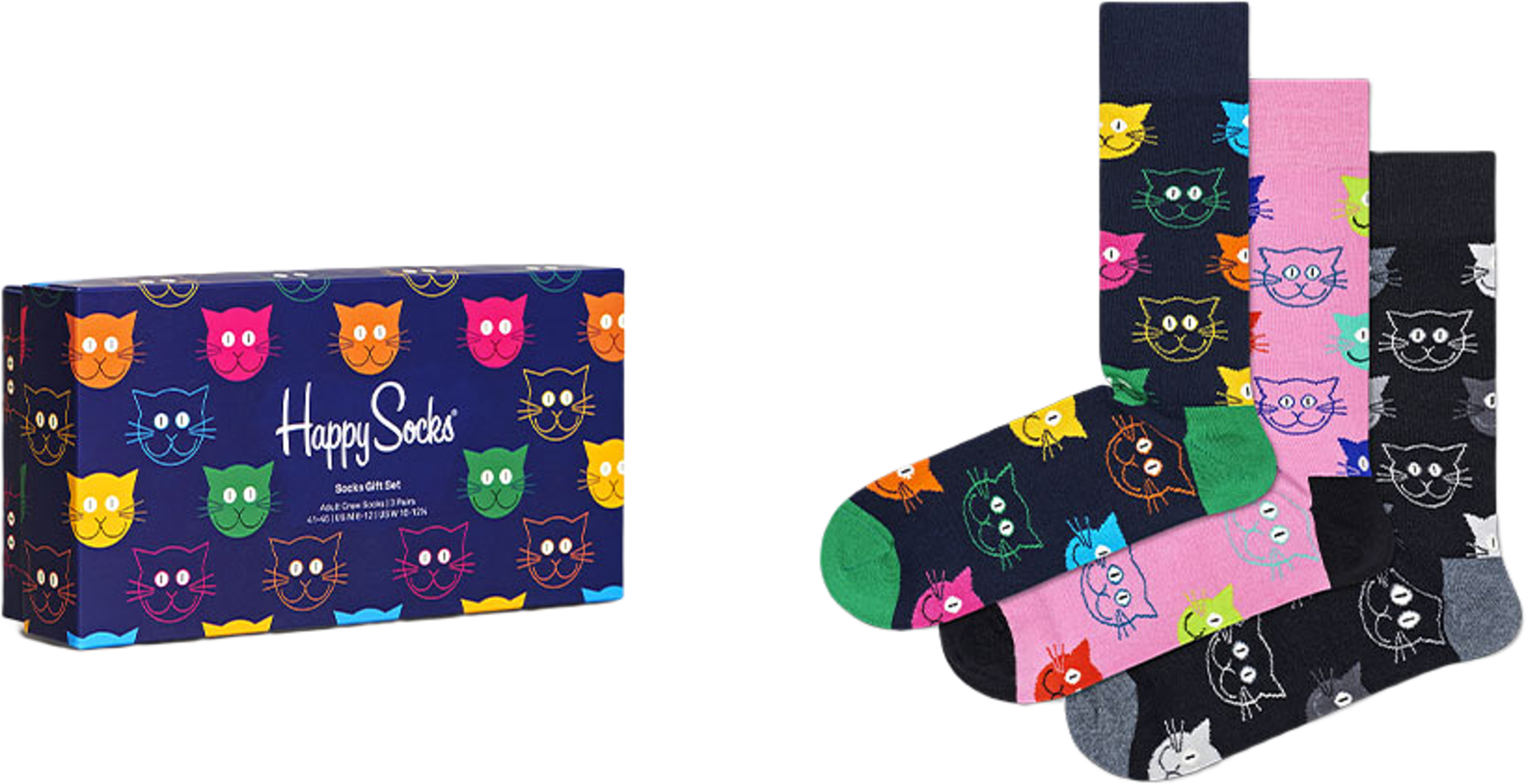 3-Pack Mixed Cat Socks Gift Set
