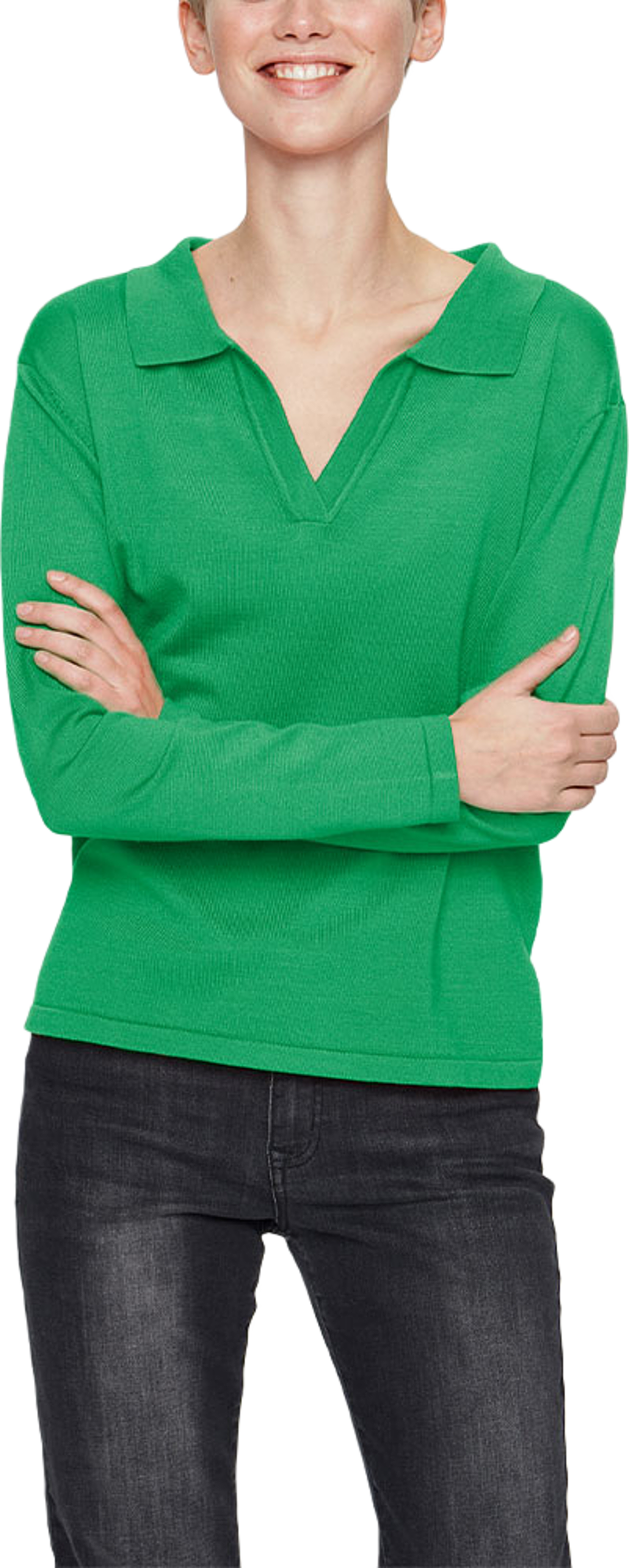 MilaSZ Polo Pullover, från Saint Tropez, i färgen Verdant Green Melange. Klicka för att öppna bilden i stort format