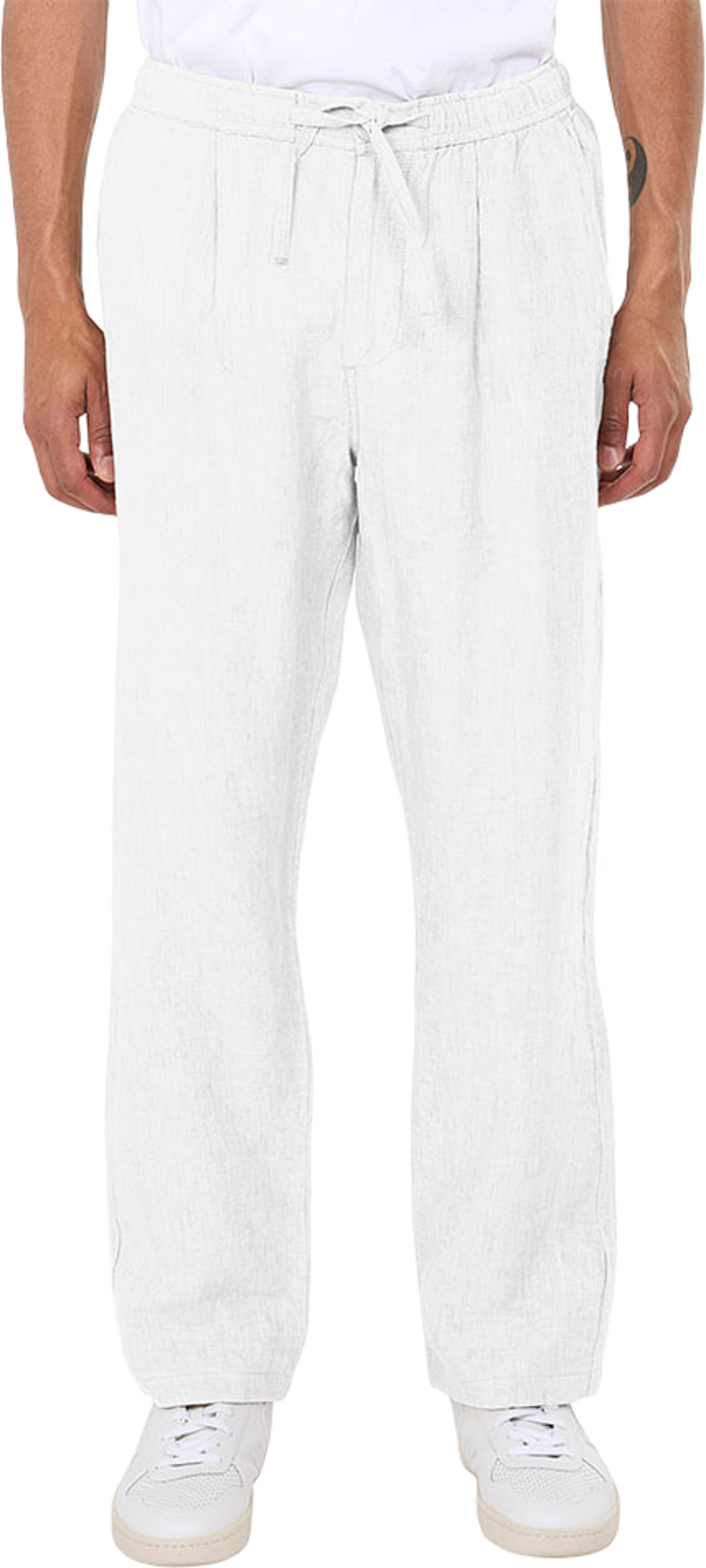 Loose Linen Pant, från Knowledge Cotton Apparel, i färgen Bright White. Klicka för att öppna bilden i stort format