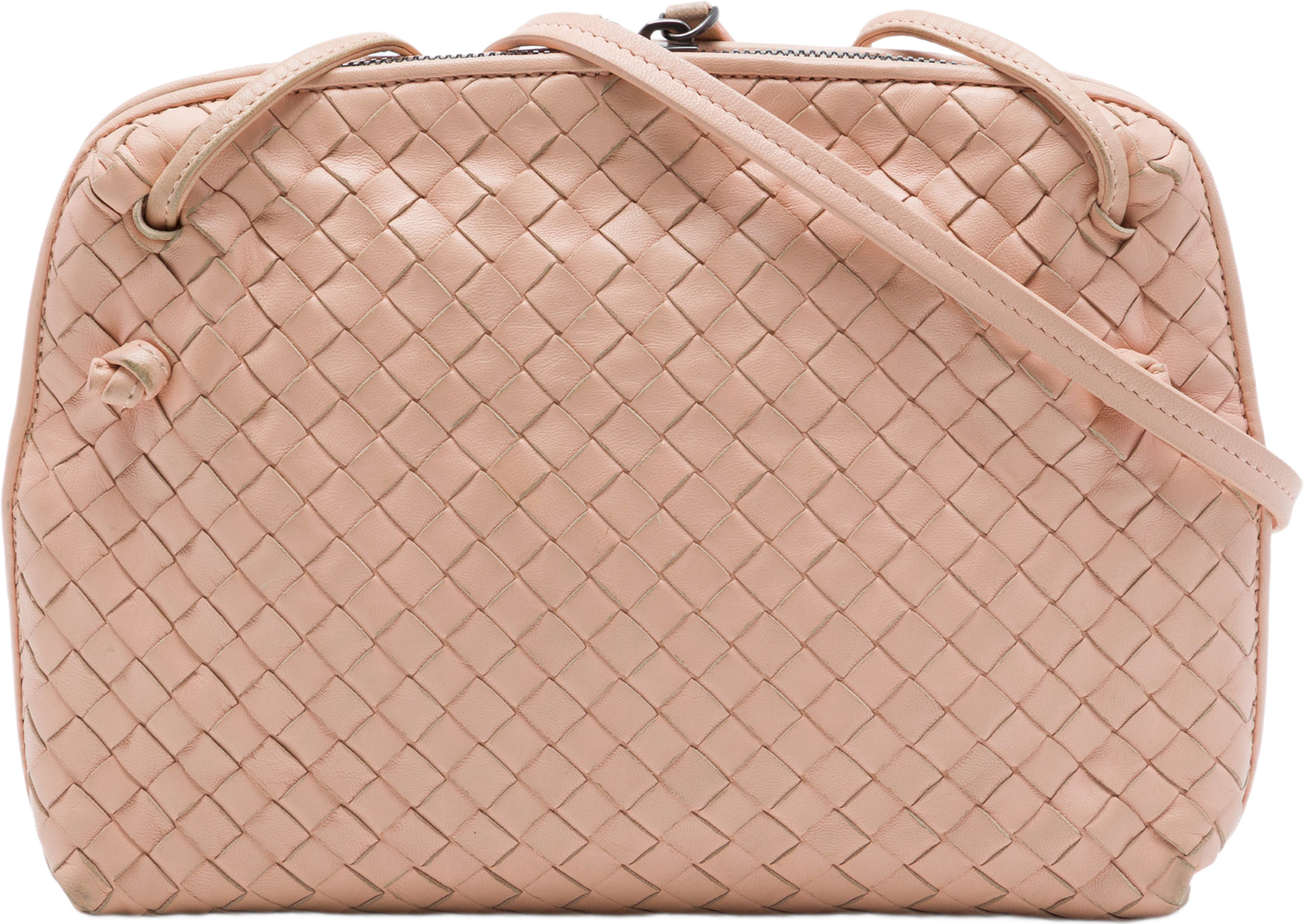 Bottega Veneta Nappa Intrecciato Nodini Crossbody, från Luxclusif, i färgen rosa. Klicka för att öppna bilden i stort format