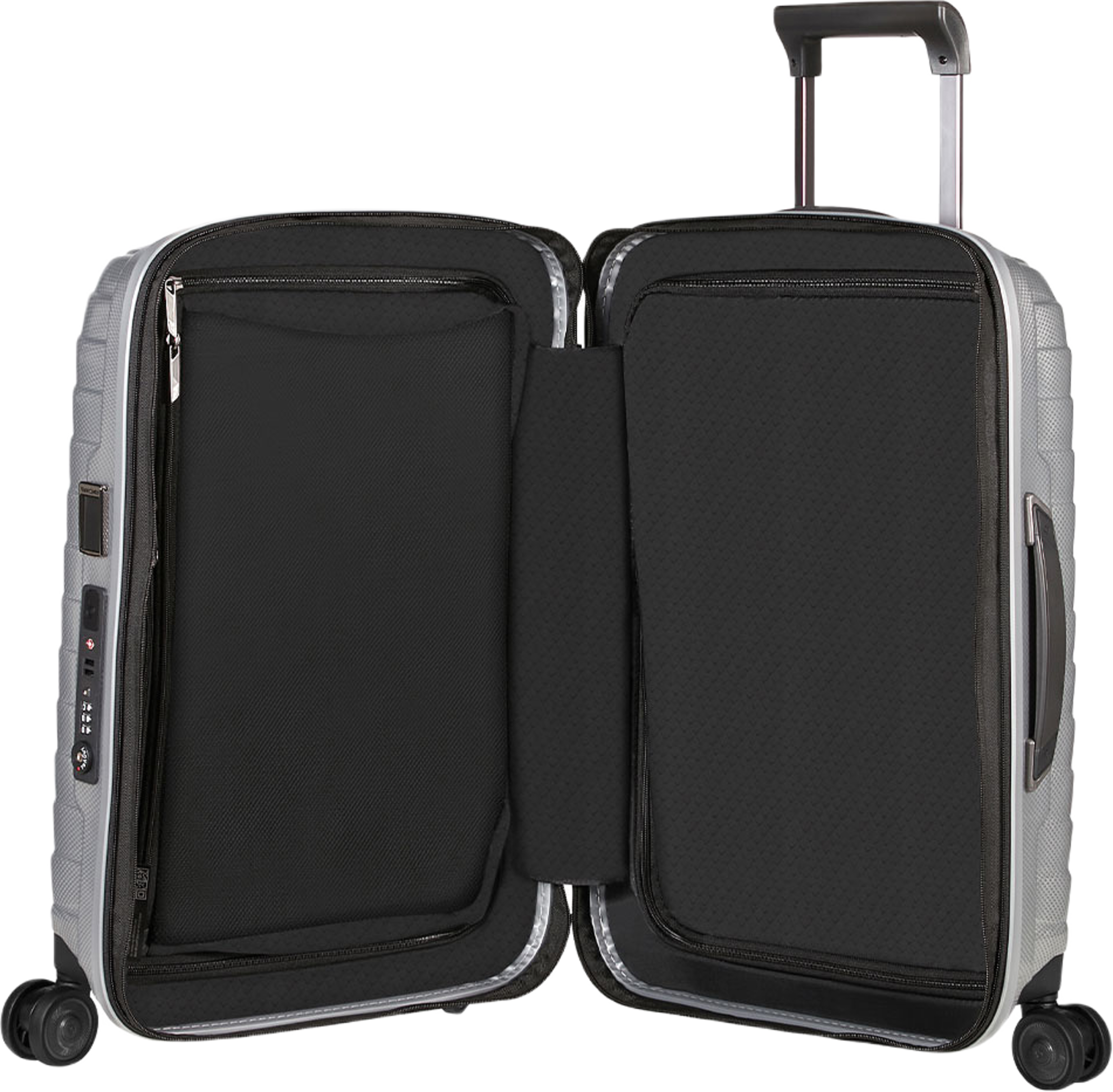 Proxis Kabinväska med 4 hjul 55 cm, från Samsonite, i färgen Silver. Klicka för att öppna bilden i stort format