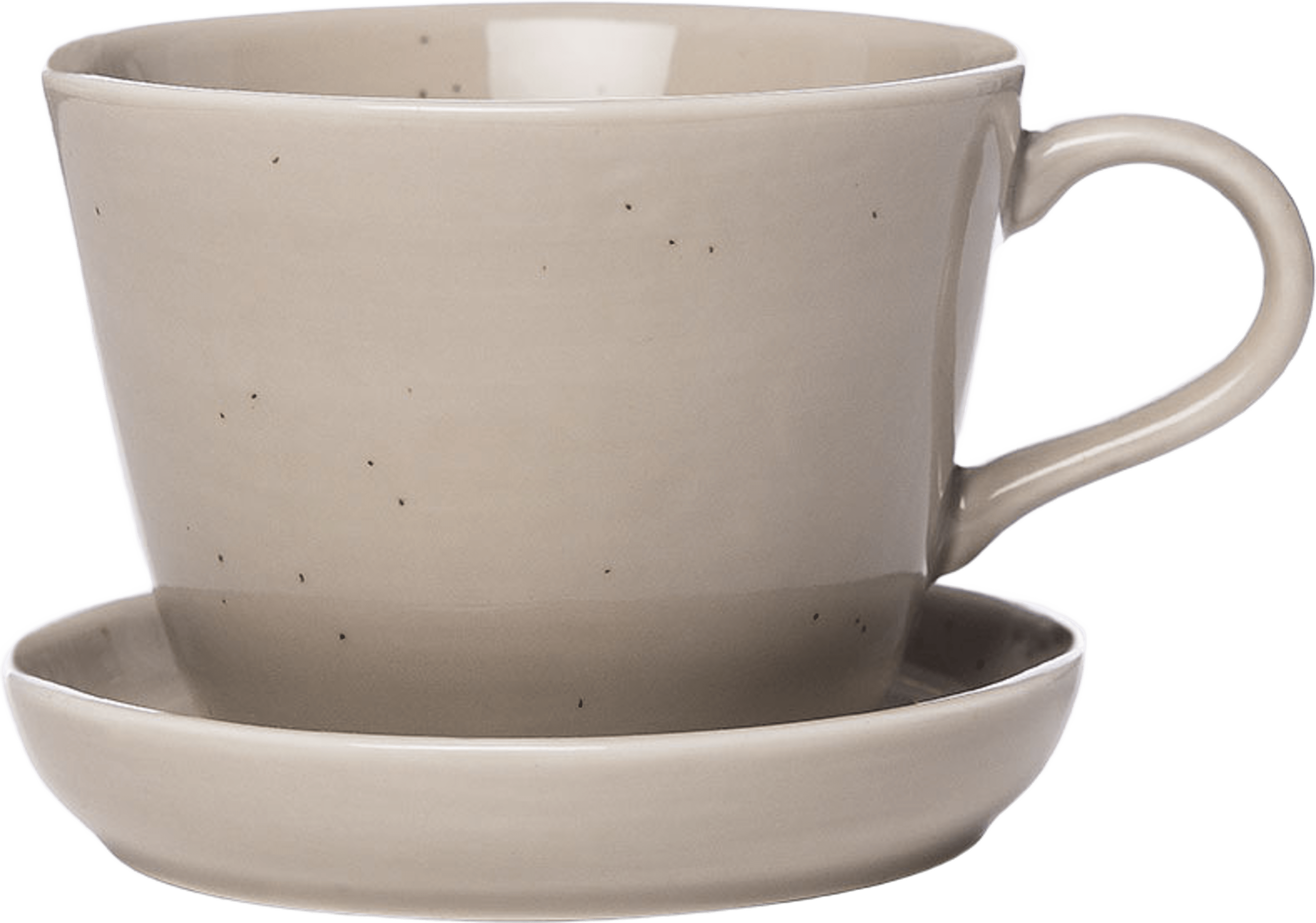 Kaffekopp med fat, porslin, sand