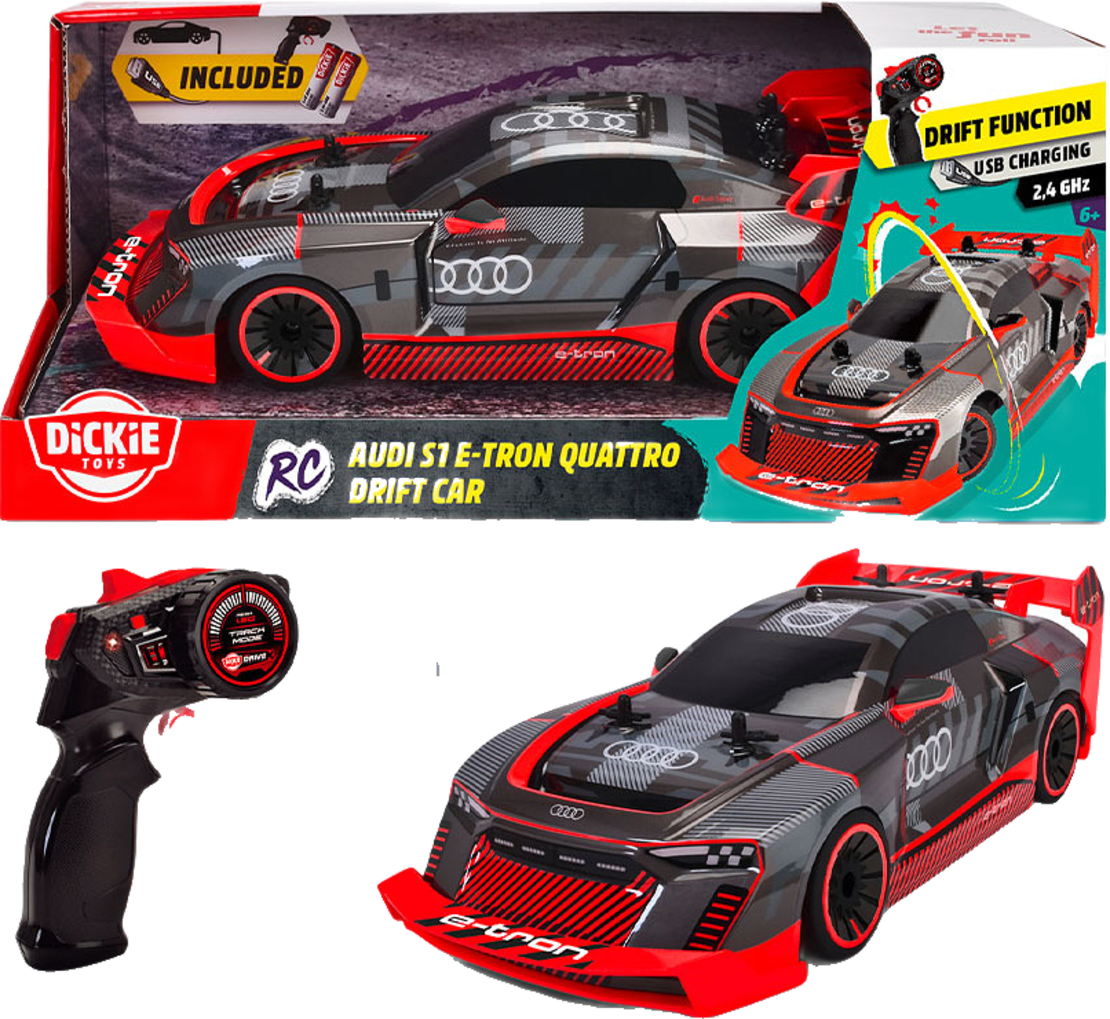 Dickie Toys Audi S1 E-Tron Quattro Drift Radiostyrd Bil 1:16