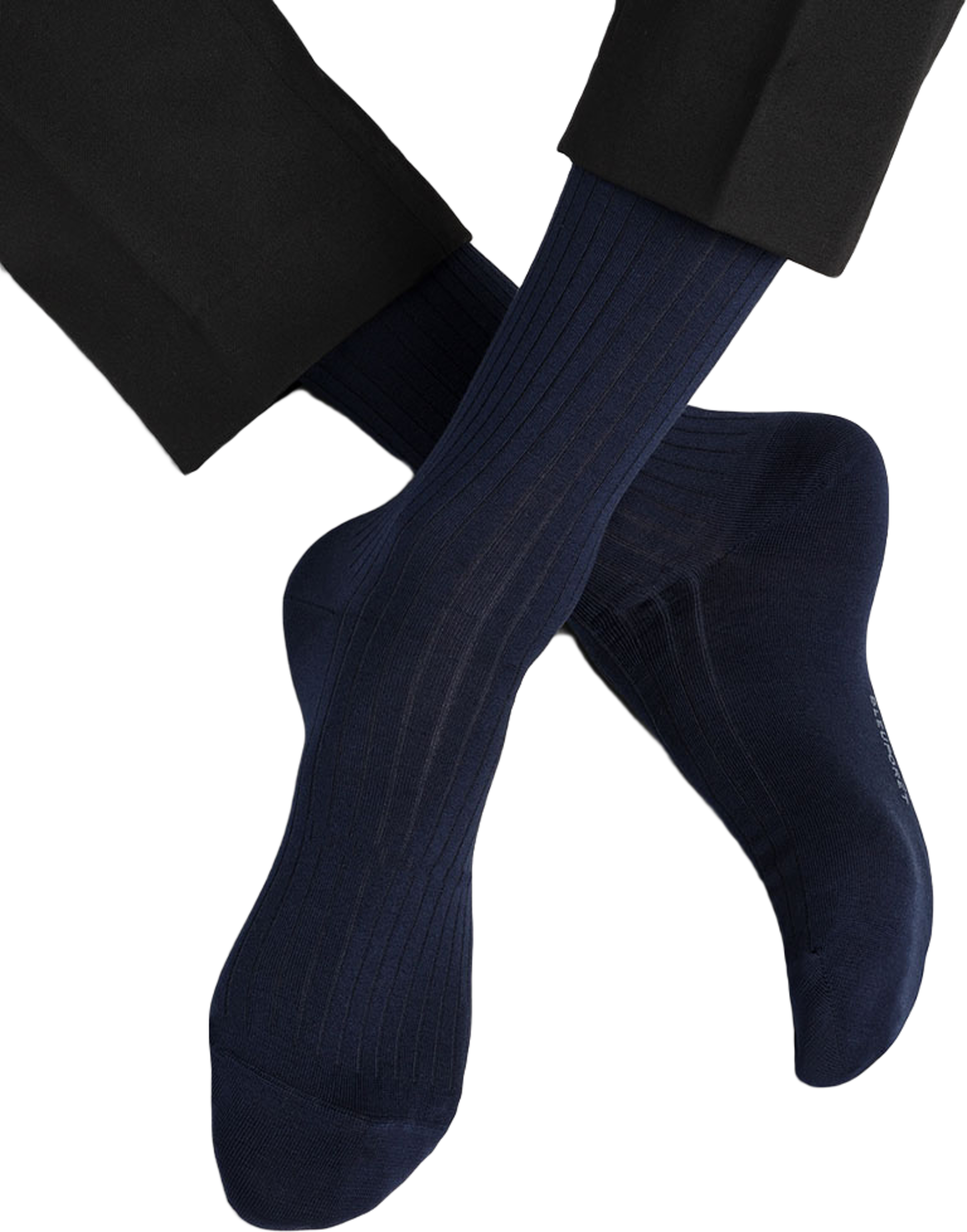 Ribbstickad socka i merceriserad bomull
