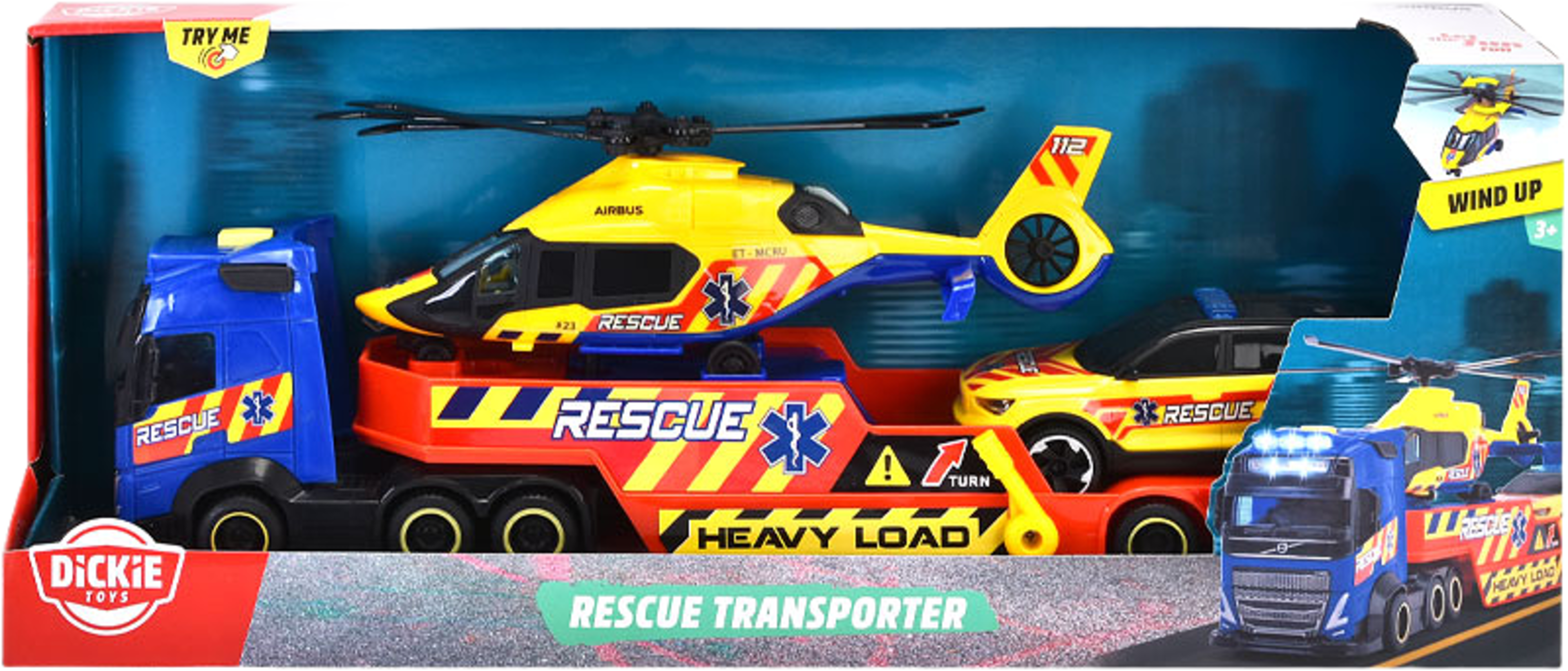 Dickie Toys Svensk Räddningstransport Med Bil och Helikopter