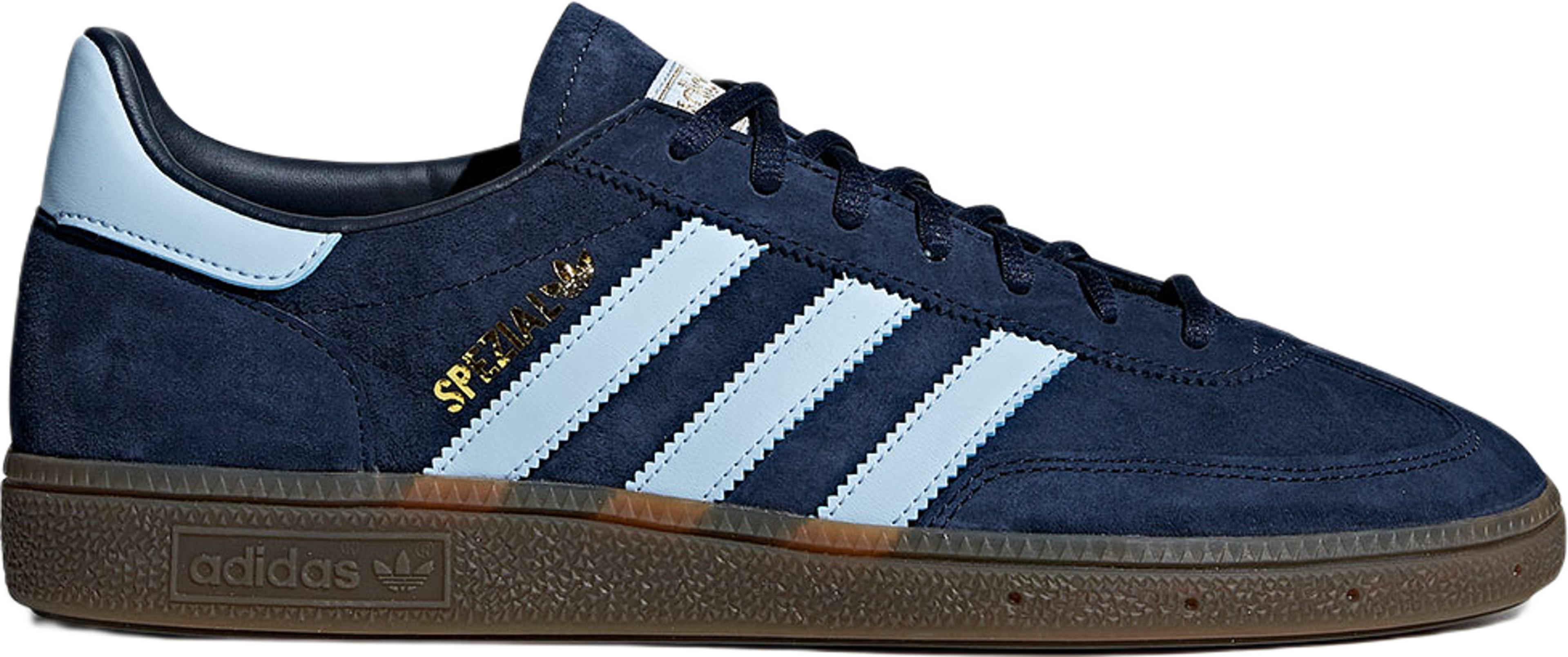 Handball Spezial Skor, från Adidas Originals, i färgen Conavy/Clesky/Gum5. Klicka för att öppna bilden i stort format