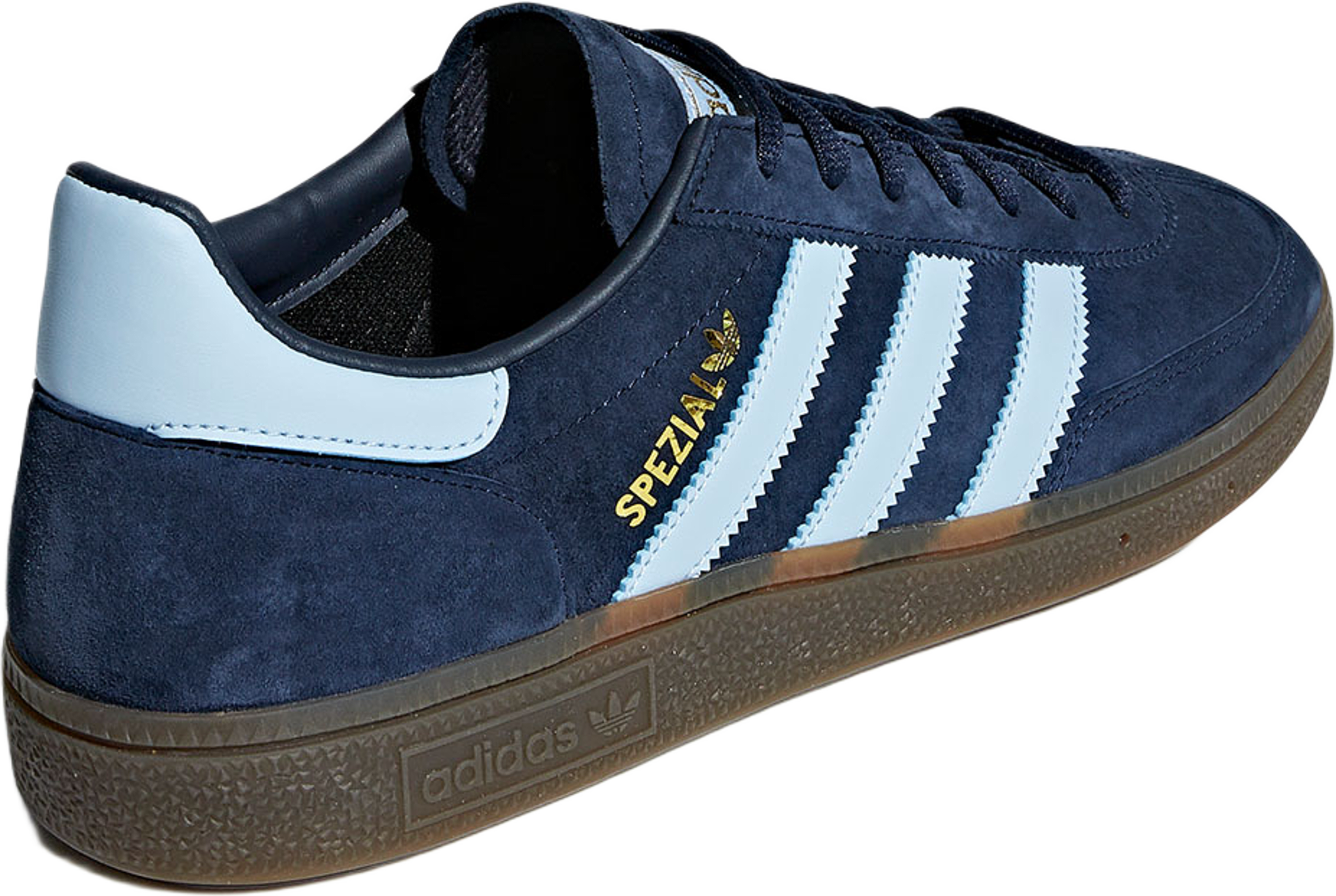 Handball Spezial Skor, från Adidas Originals, i färgen Conavy/Clesky/Gum5. Klicka för att öppna bilden i stort format