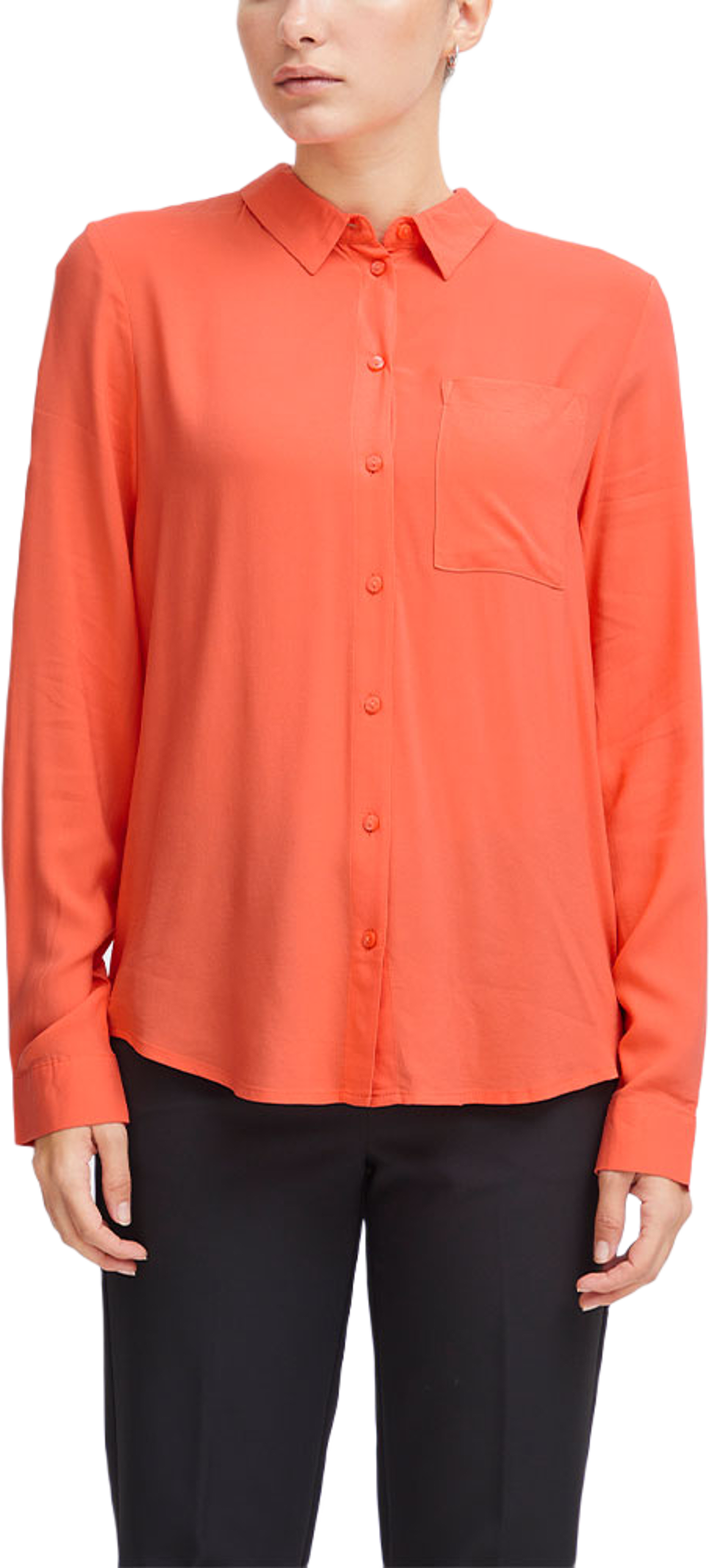 Main Shirt, från ICHI, i färgen Hot Coral. Klicka för att öppna bilden i stort format