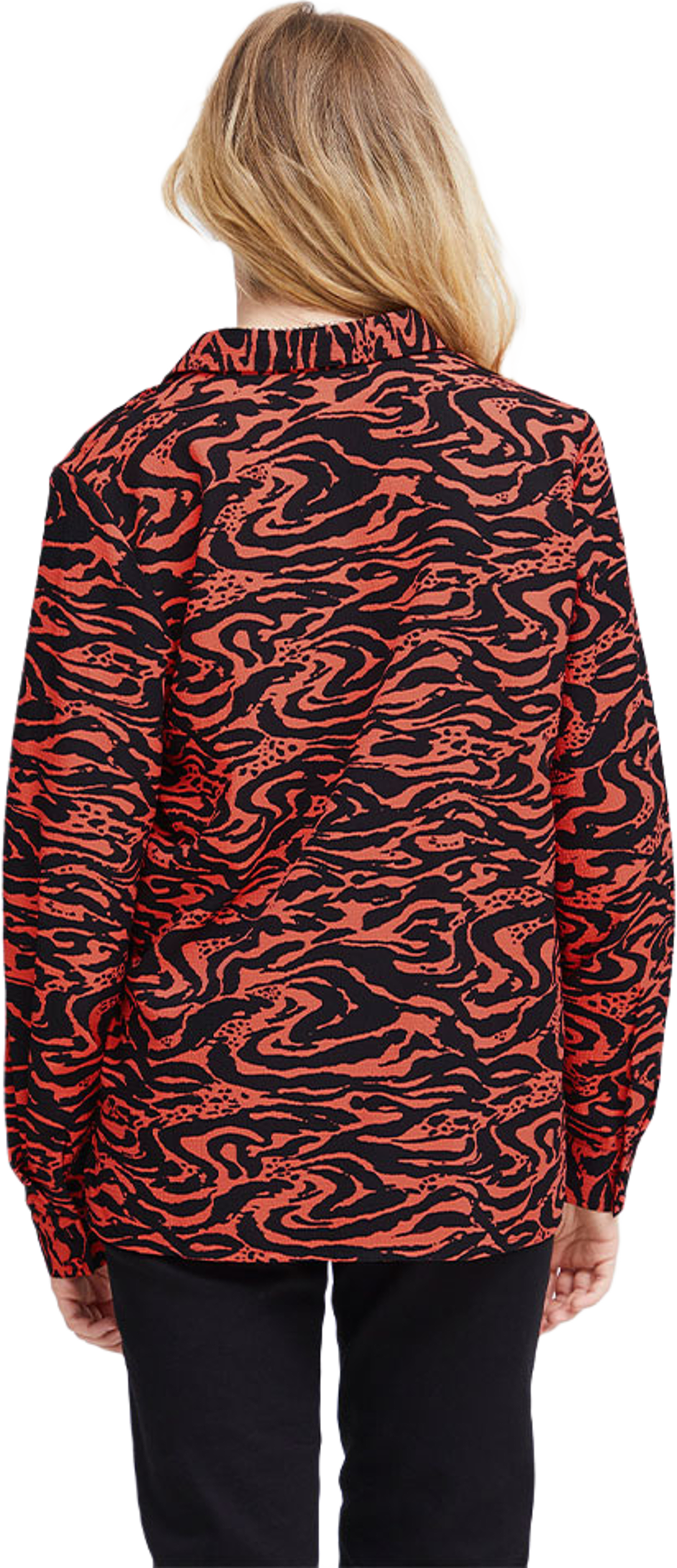 IHFANORA Shirt, från ICHI, i färgen Hot Coral Wavy Animal Aop. Klicka för att öppna bilden i stort format