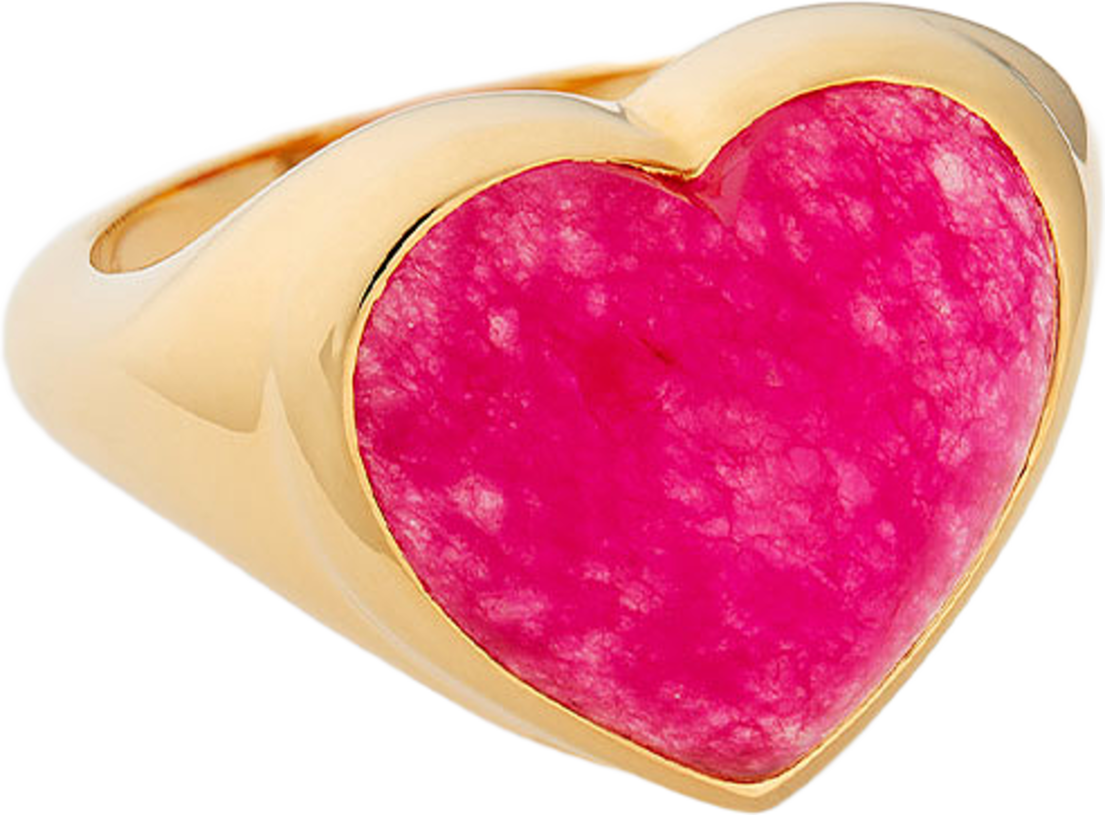 La La Love Big Heart Ring Gold Pink Quartz