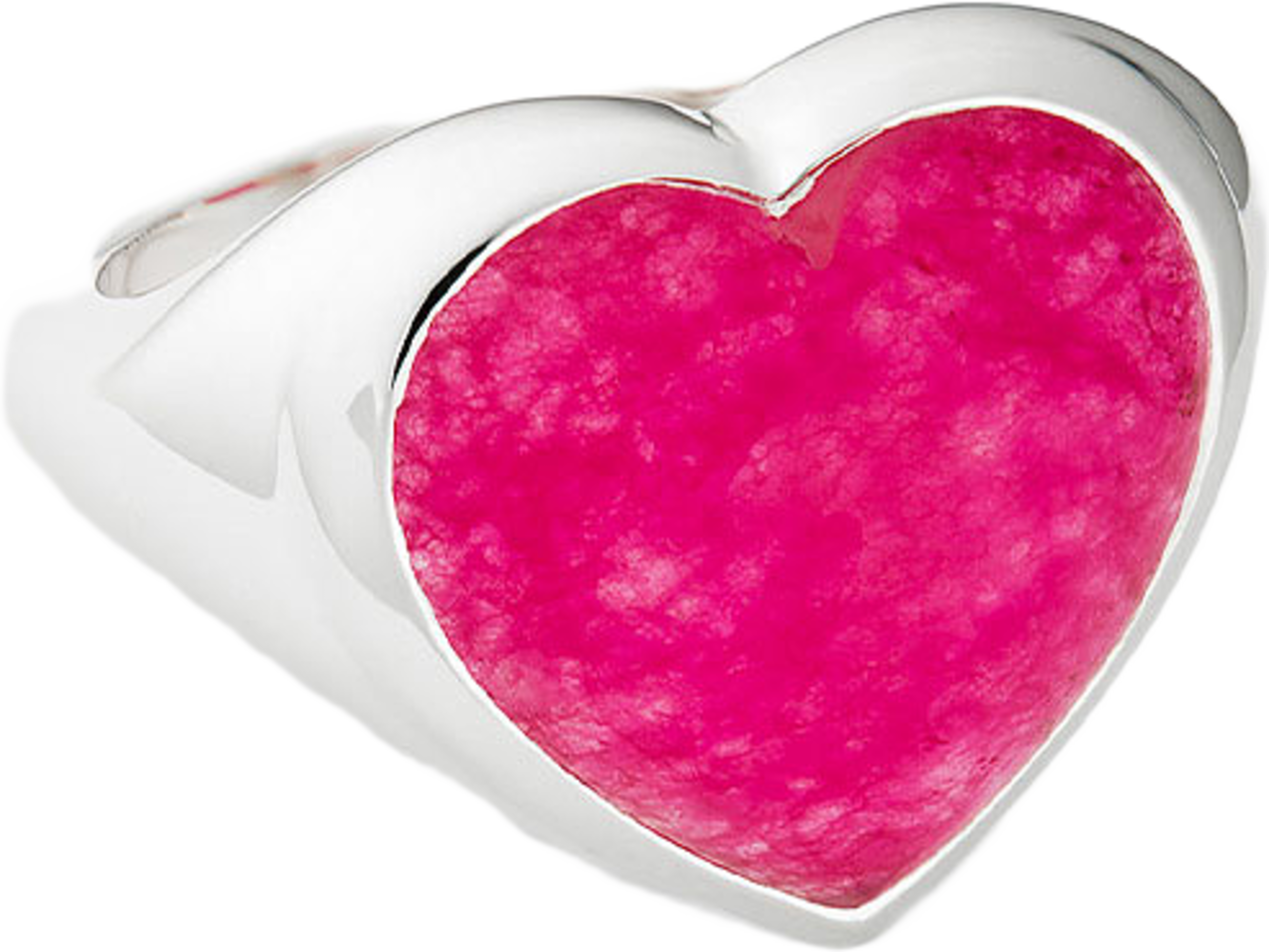 La La Love Big Heart Ring Silver Pink Quartz