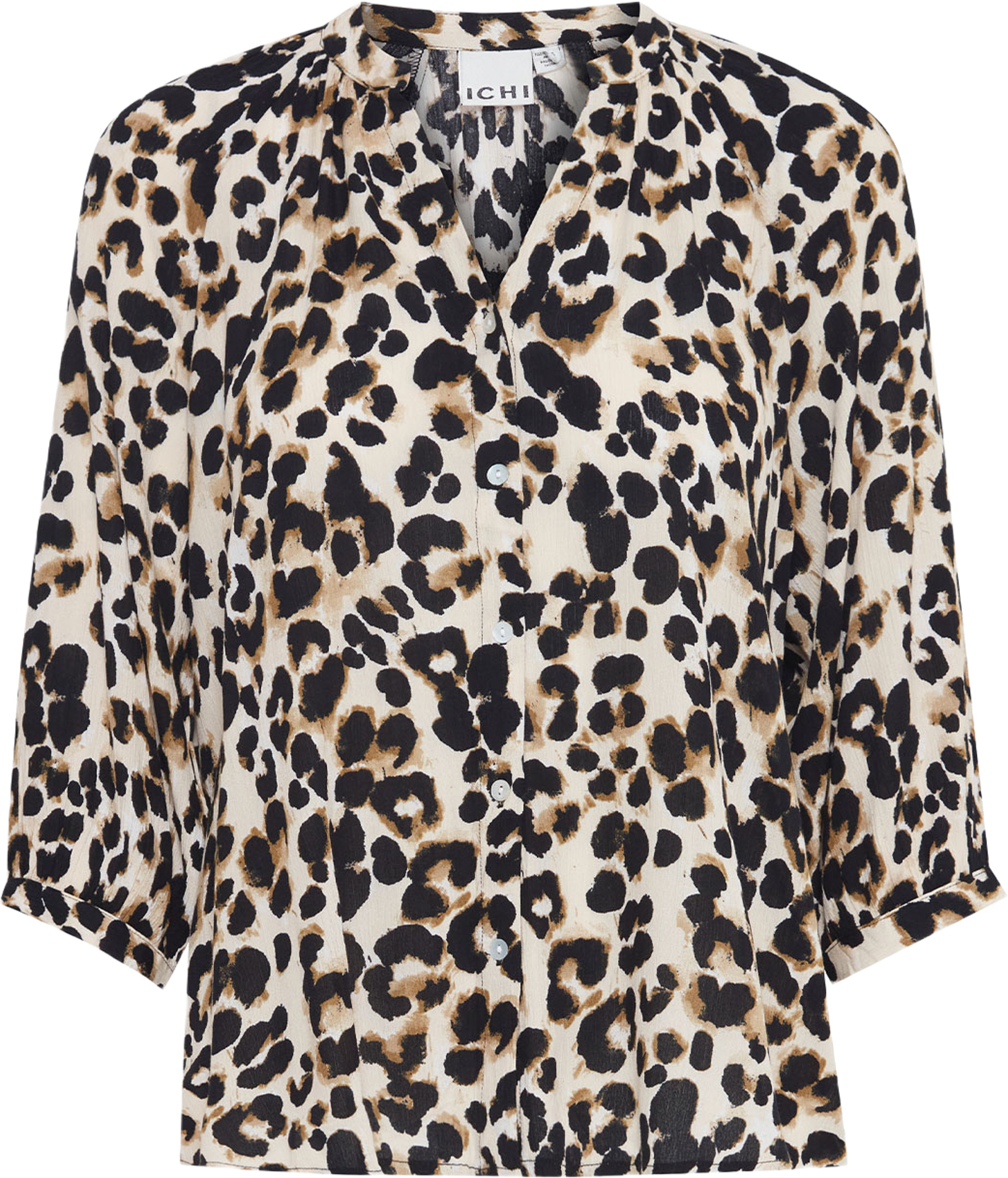 IHMARRAKECH Shirt, från ICHI, i färgen Tannin Leo Aop. Klicka för att öppna bilden i stort format