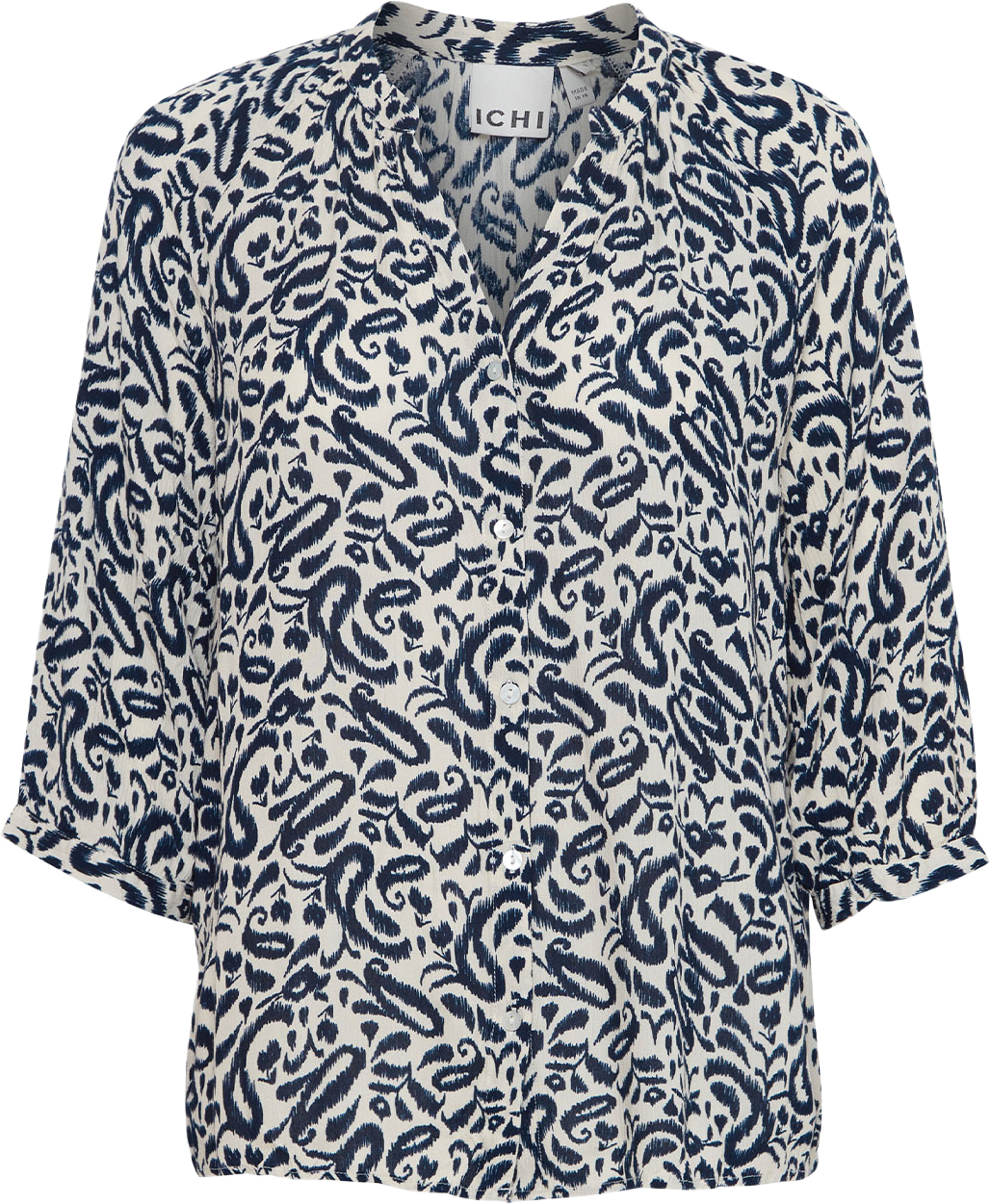 IHMARRAKECH Shirt, från ICHI, i färgen Total Eclipse Paisley Aop. Klicka för att öppna bilden i stort format