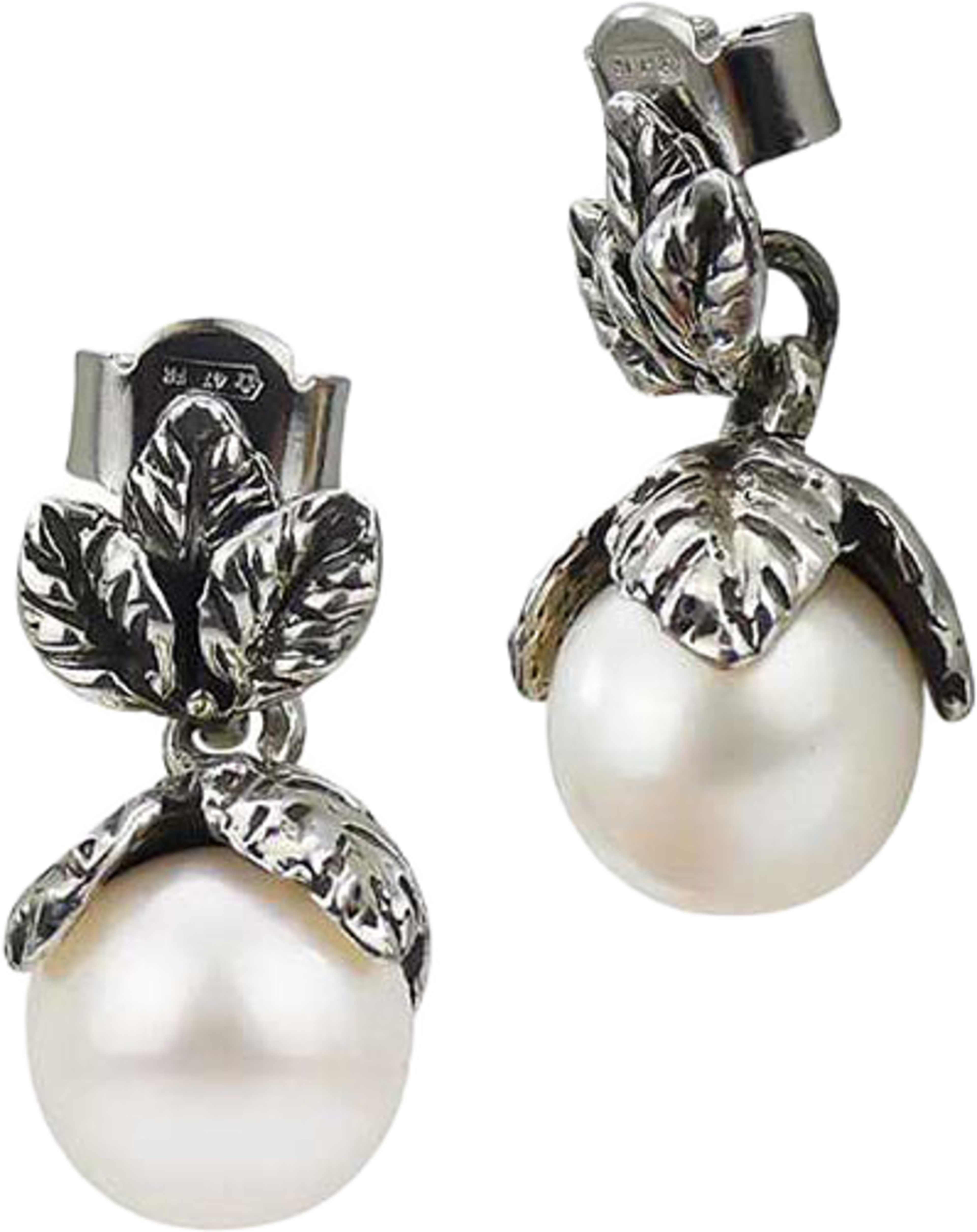 Earrings Leaf small Pearl