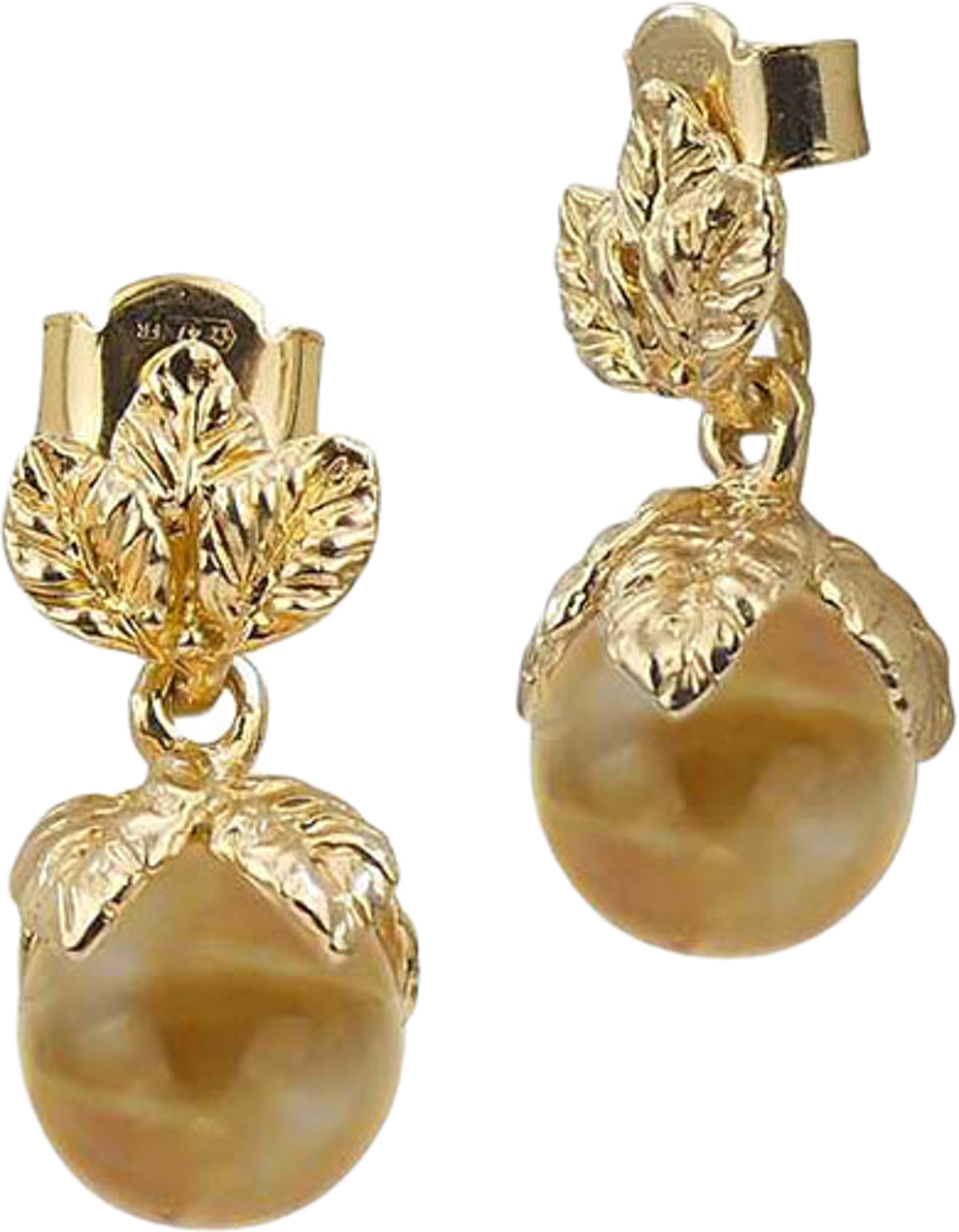 Earrings Leaf small Pearl