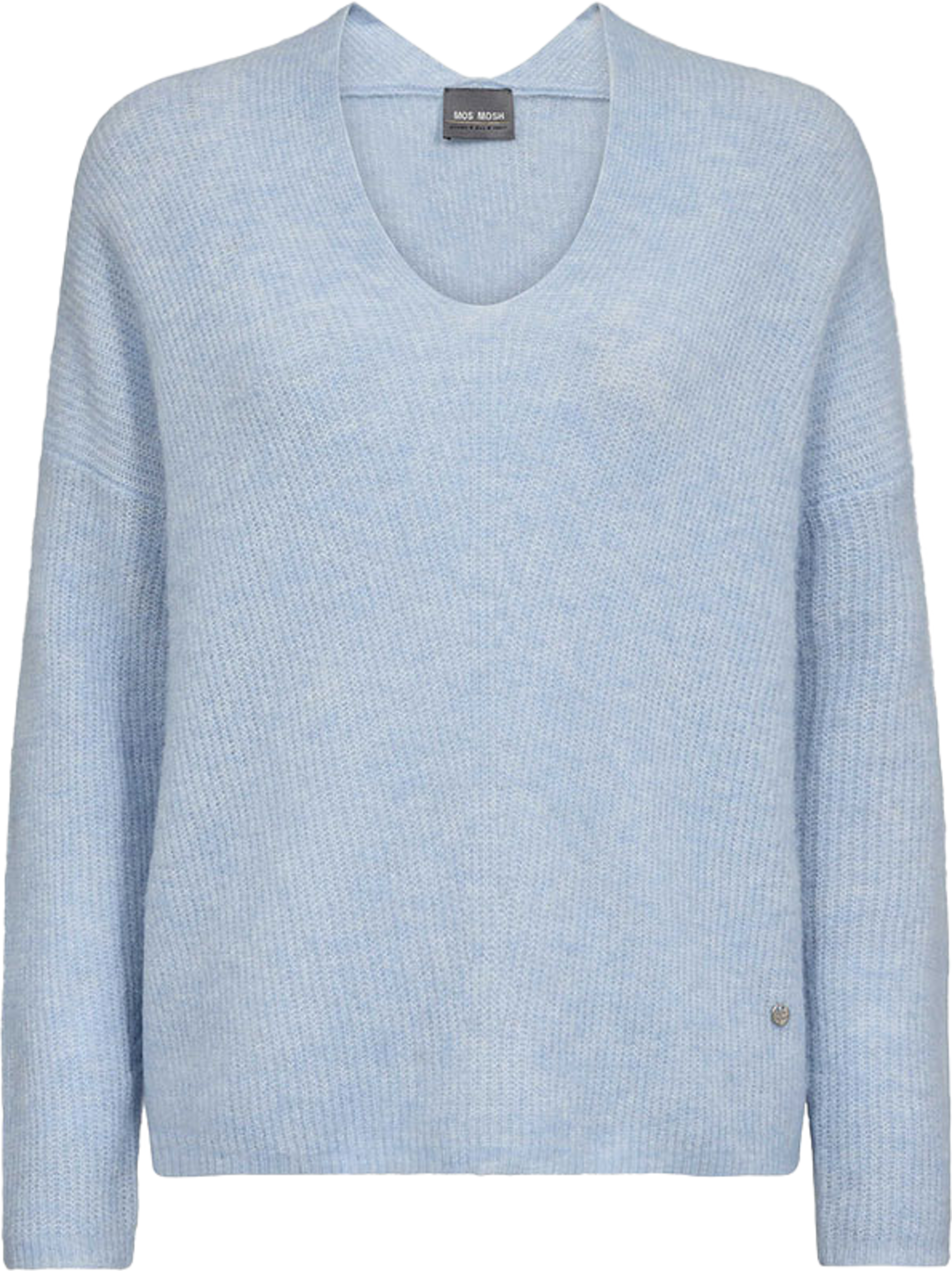 Thora V-Neck Knit, från Mos Mosh, i färgen Cashmere Blue. Klicka för att öppna bilden i stort format