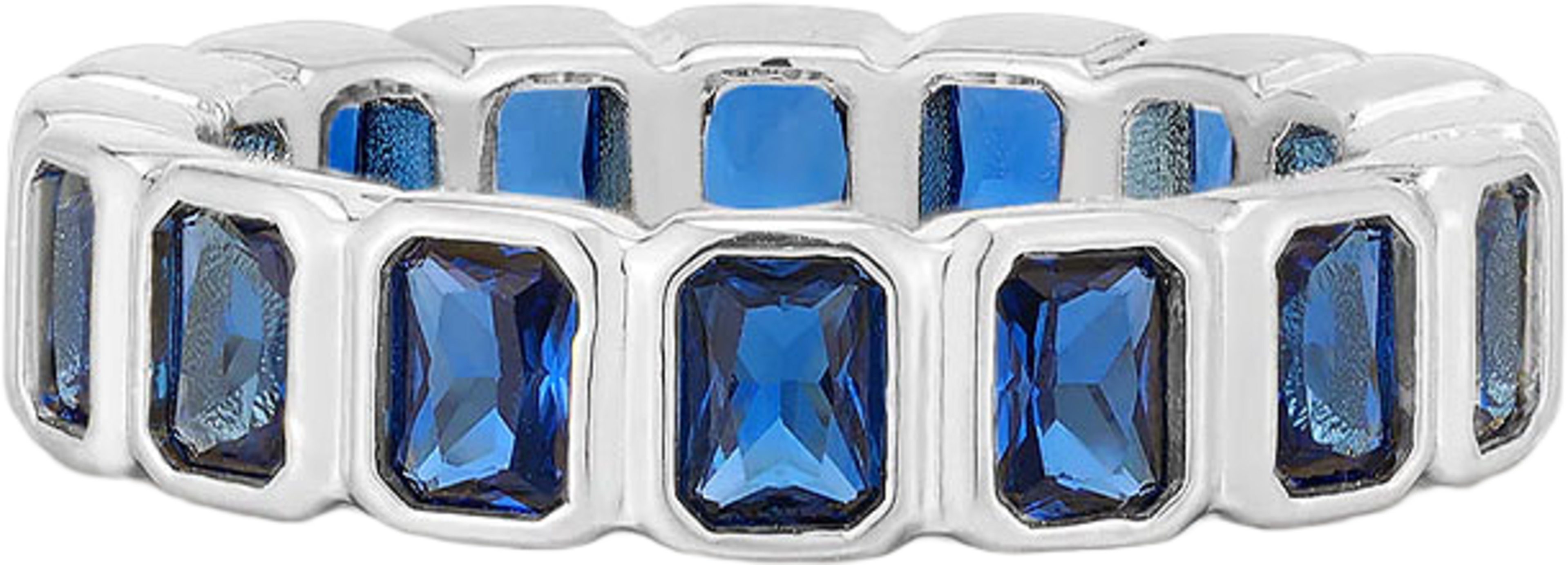 Bezel Emerald Ballier Ring - Blue Sapphire - Silver