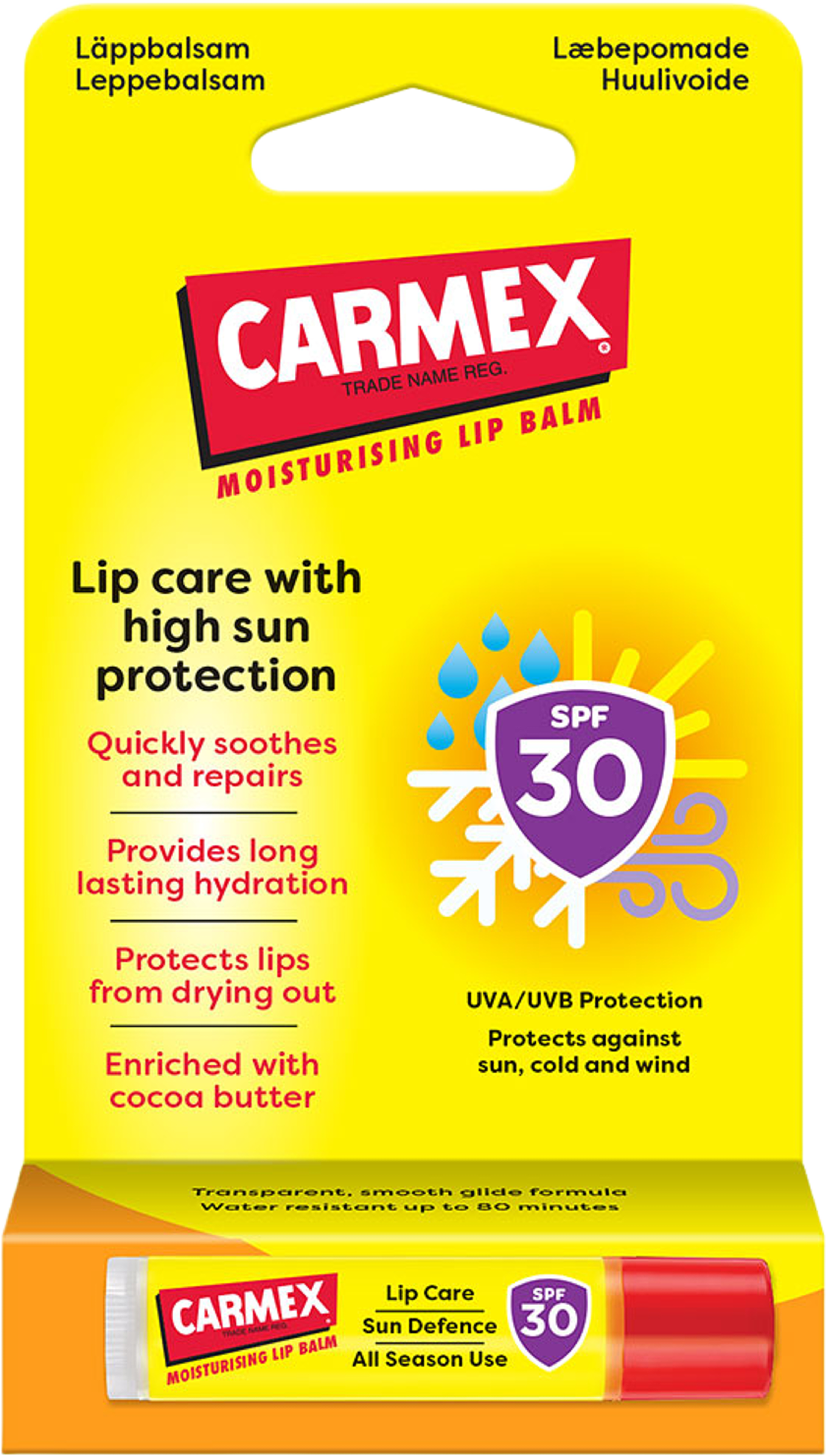 Stick Läppbalsam SFP 30, från Carmex. Klicka för att öppna bilden i stort format