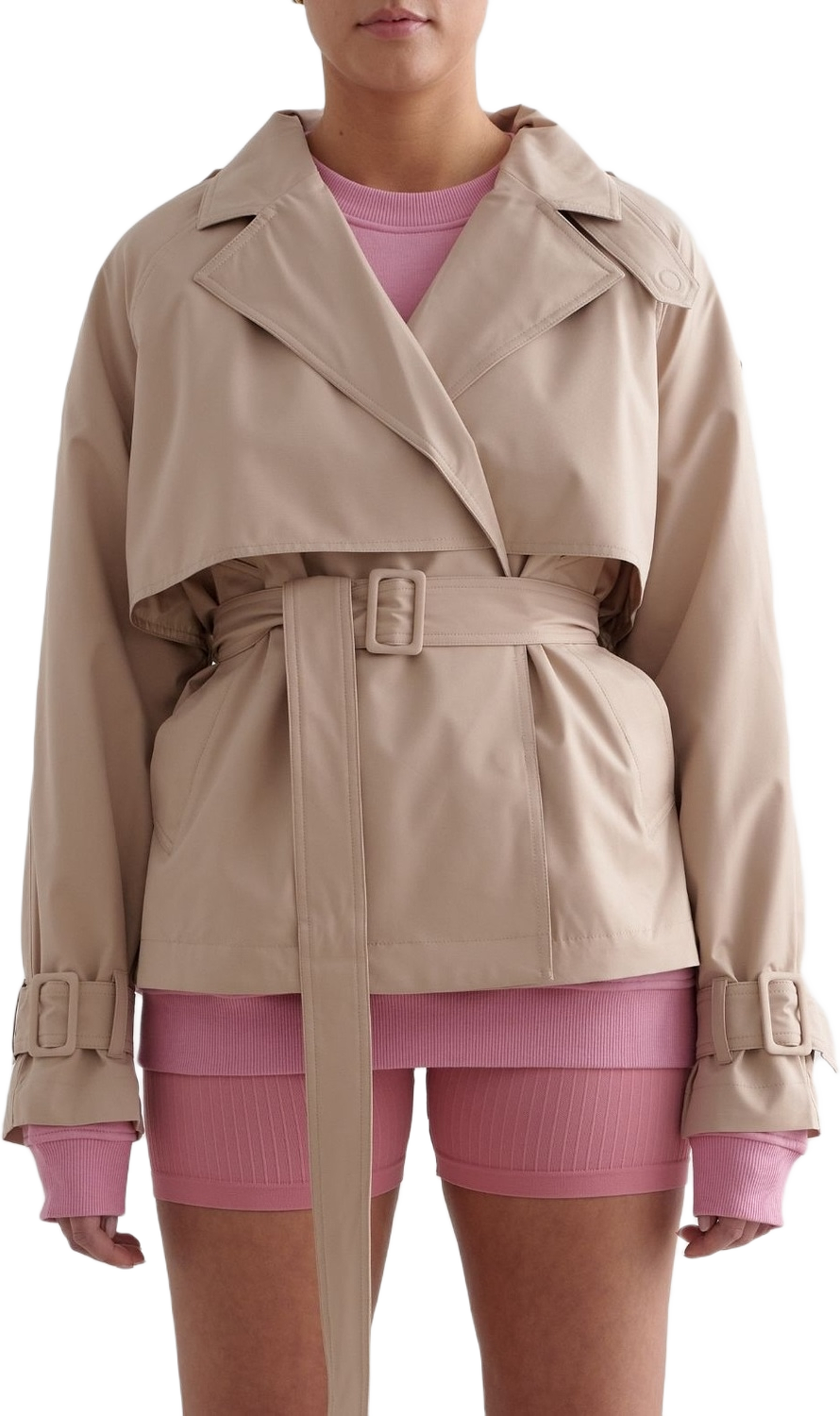 Beige Recycled Tech Trench Jacket