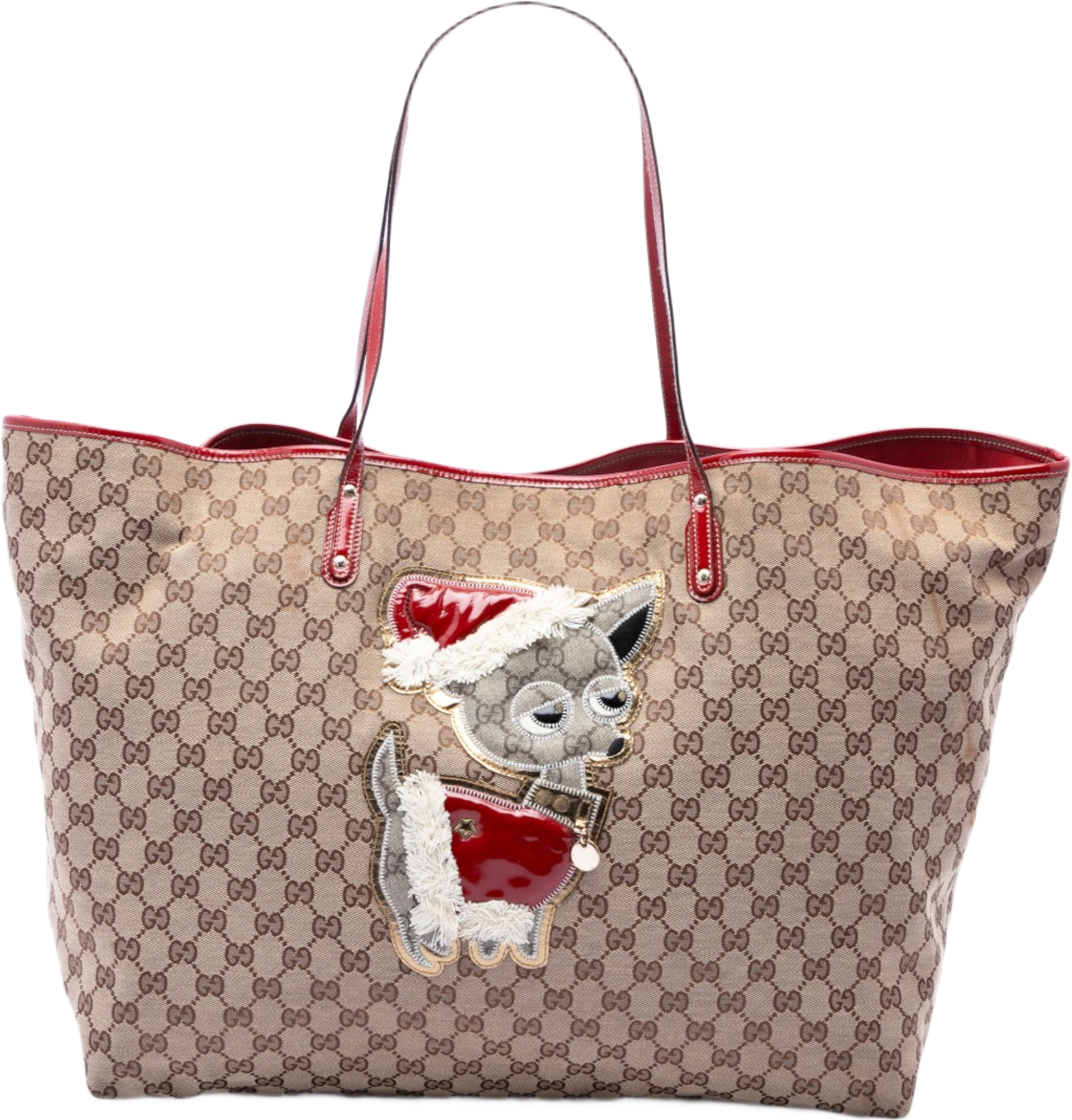 Gucci Gg Canvas Brando Guccioli Holiday Chihuahua Tote, från Luxclusif, i färgen beige. Klicka för att öppna bilden i stort format