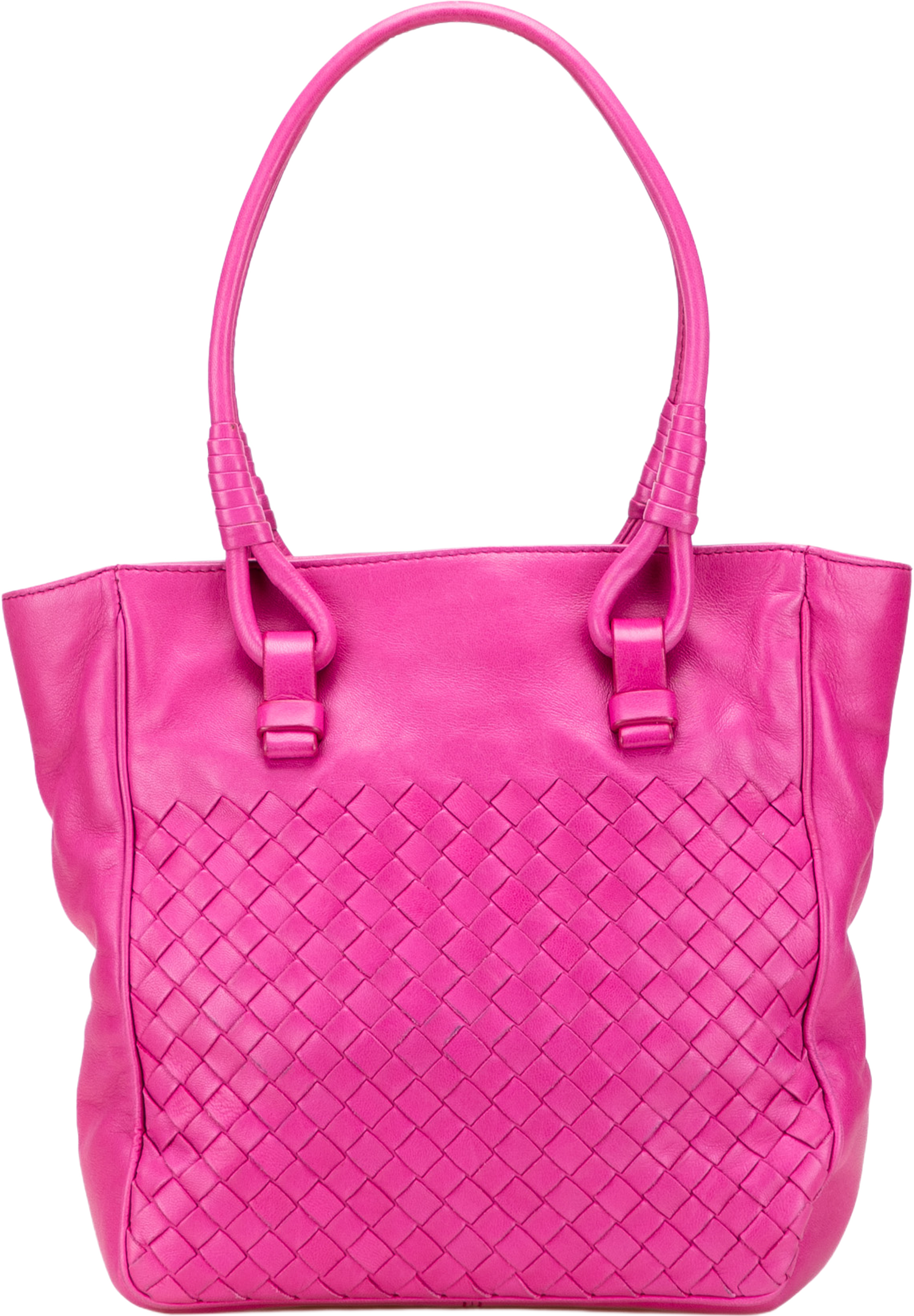 Bottega Veneta Nappa Intrecciato Tote, från Luxclusif, i färgen hot pink. Klicka för att öppna bilden i stort format