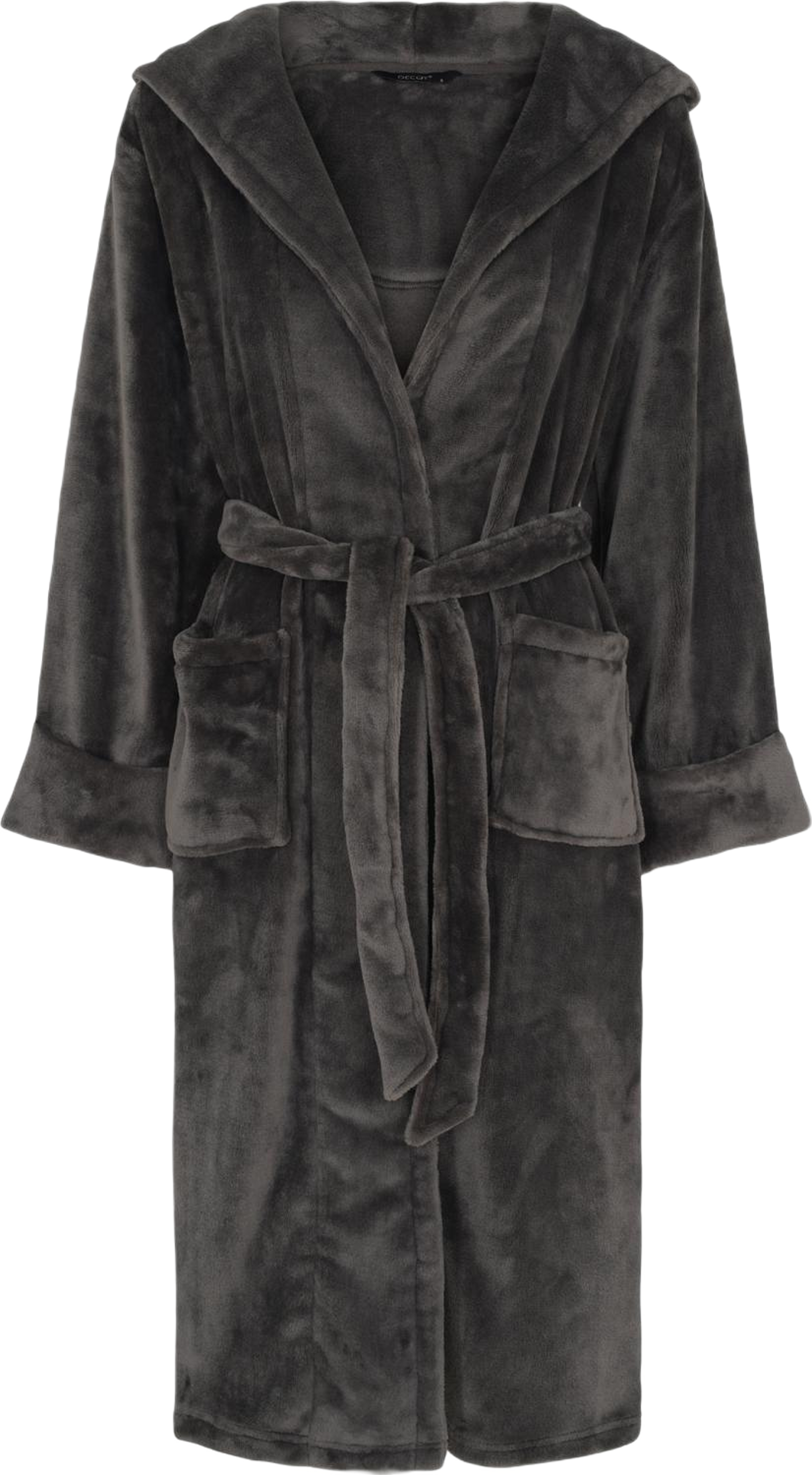 Lång Morgonrock Med Huva | 100% Polyester | Brun