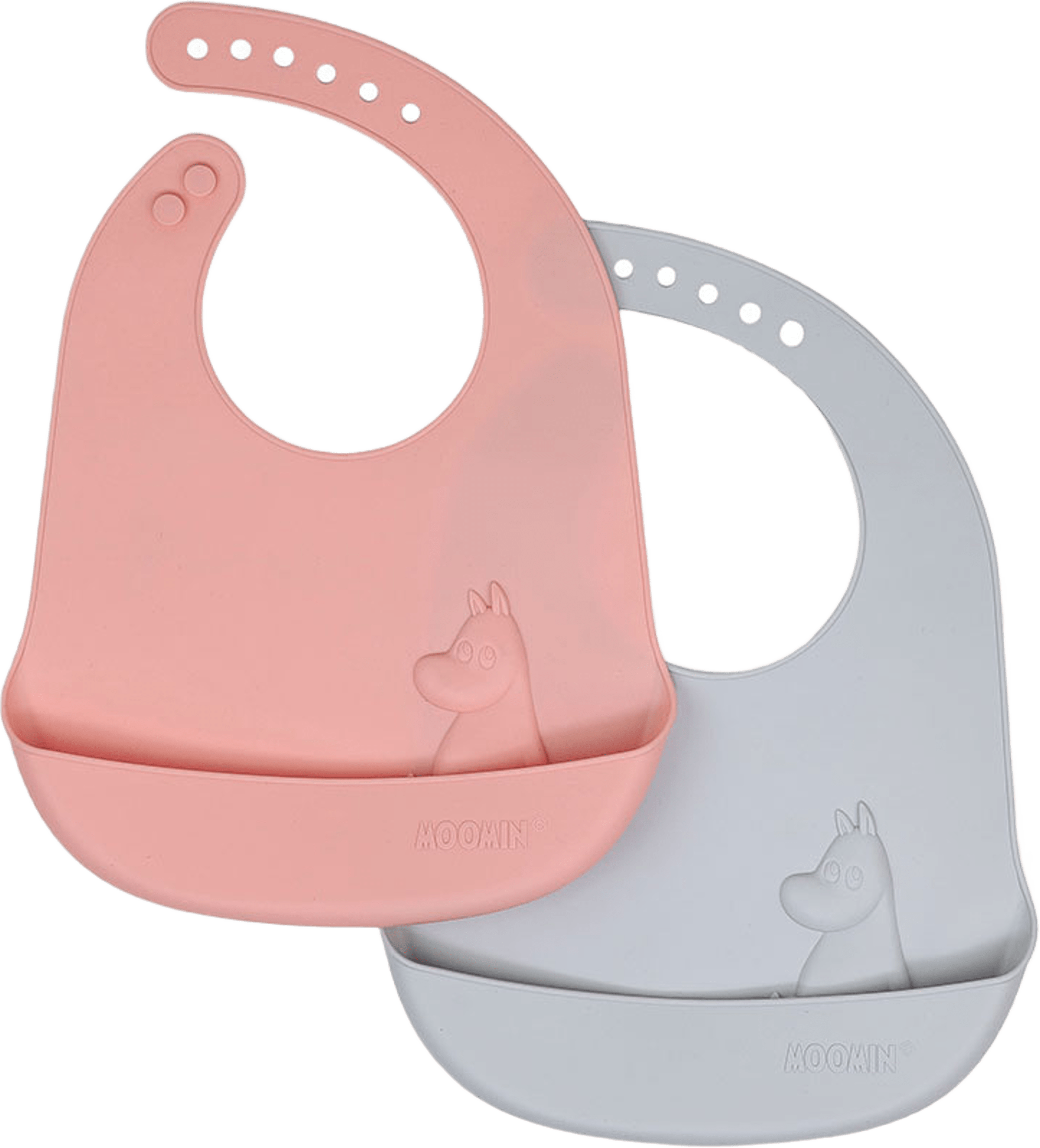 Mumin Silikon, Haklappar, 2-pack, Easy Grey & Lovely Pink