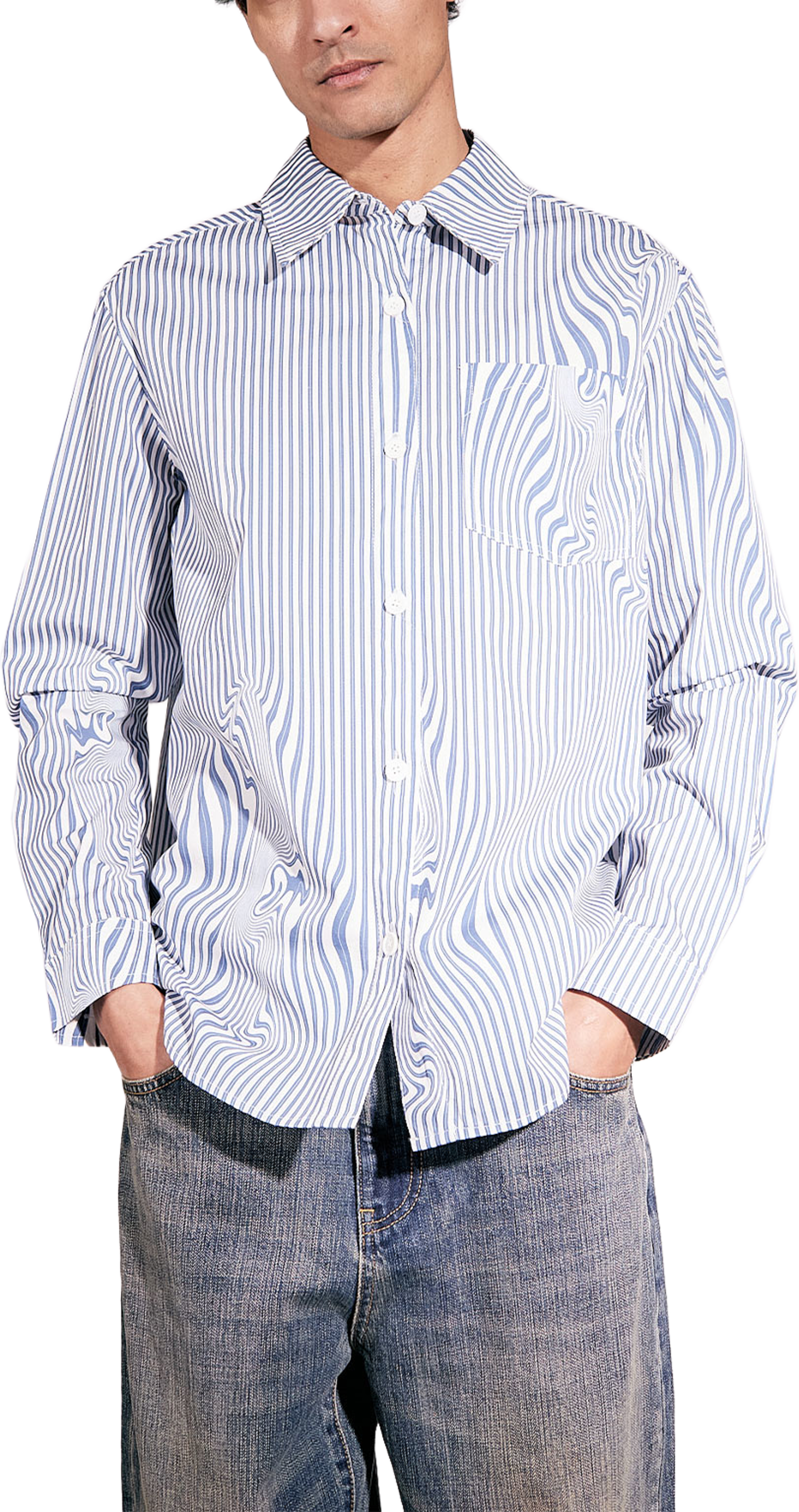 Lawrence, från Brixtol Textiles, i färgen Blue Glitch Stripe. Klicka för att öppna bilden i stort format