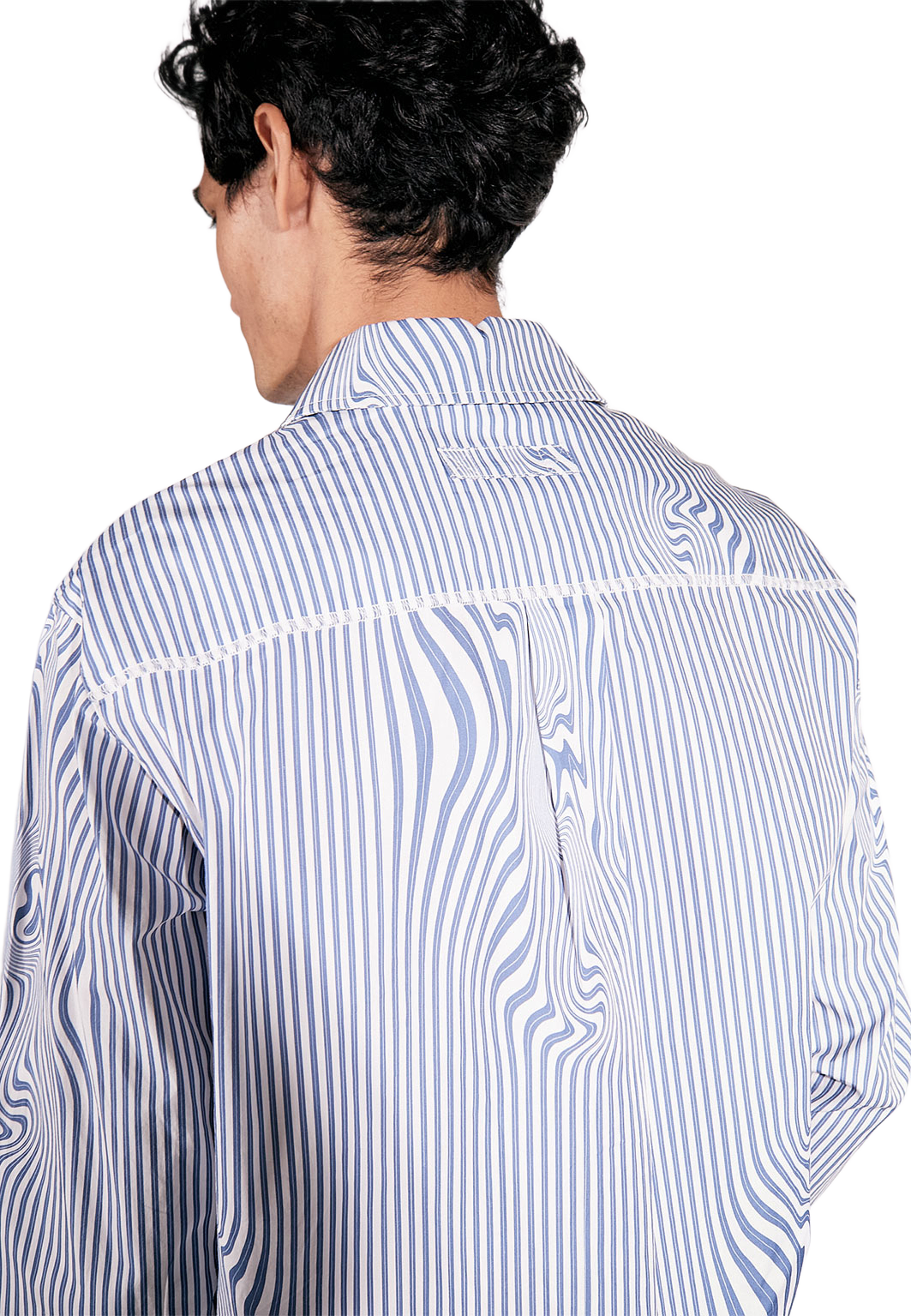 Lawrence, från Brixtol Textiles, i färgen Blue Glitch Stripe. Klicka för att öppna bilden i stort format